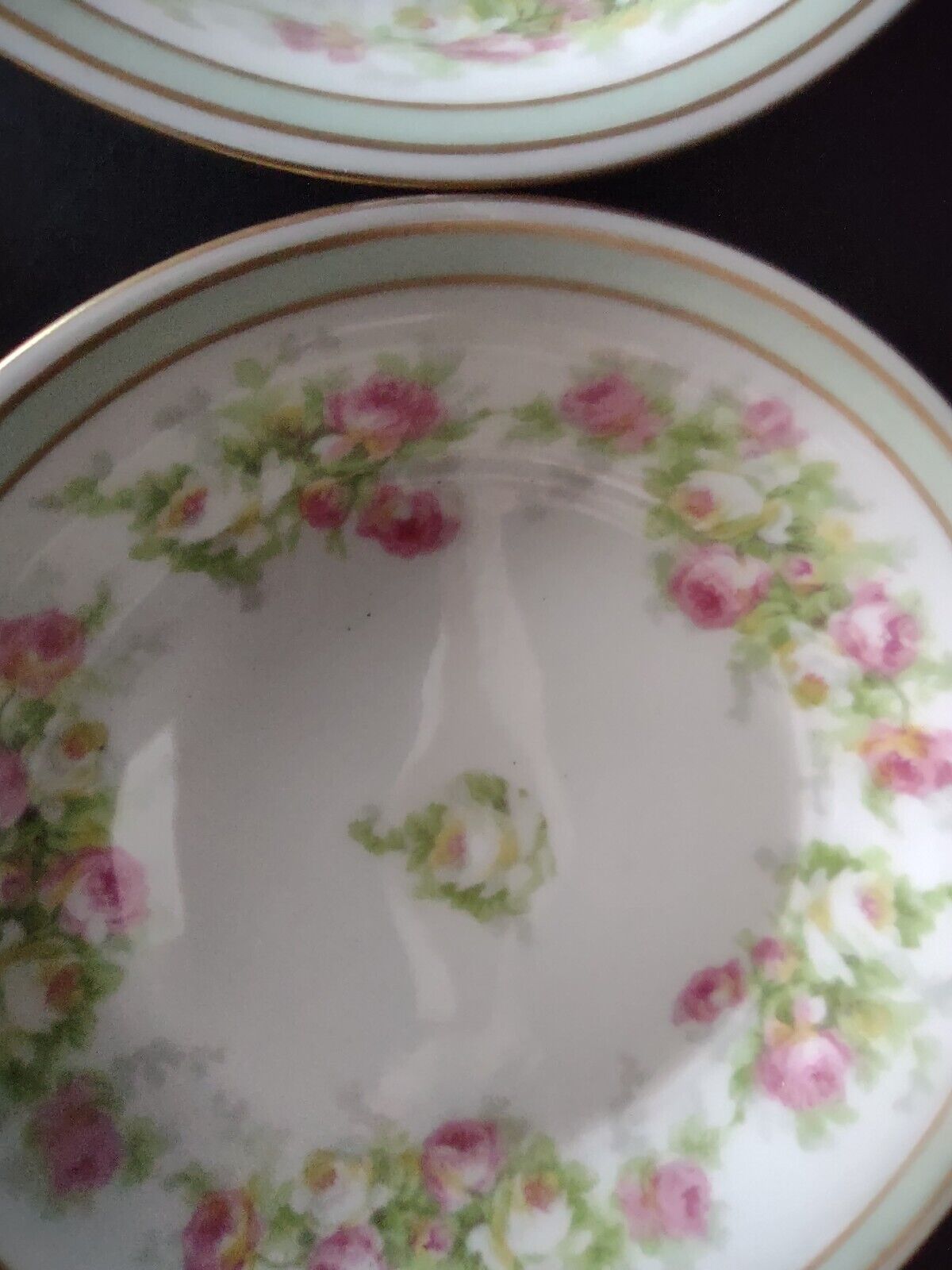 Coronet Limoges France 5 x Bowl 5-1/4" Mint Band Gold Trim Pink Rose (lot 552)