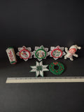 Christmas 3 Plastic Canvas 3 Cross Stitch Ornaments Handmade (Lot 4757)