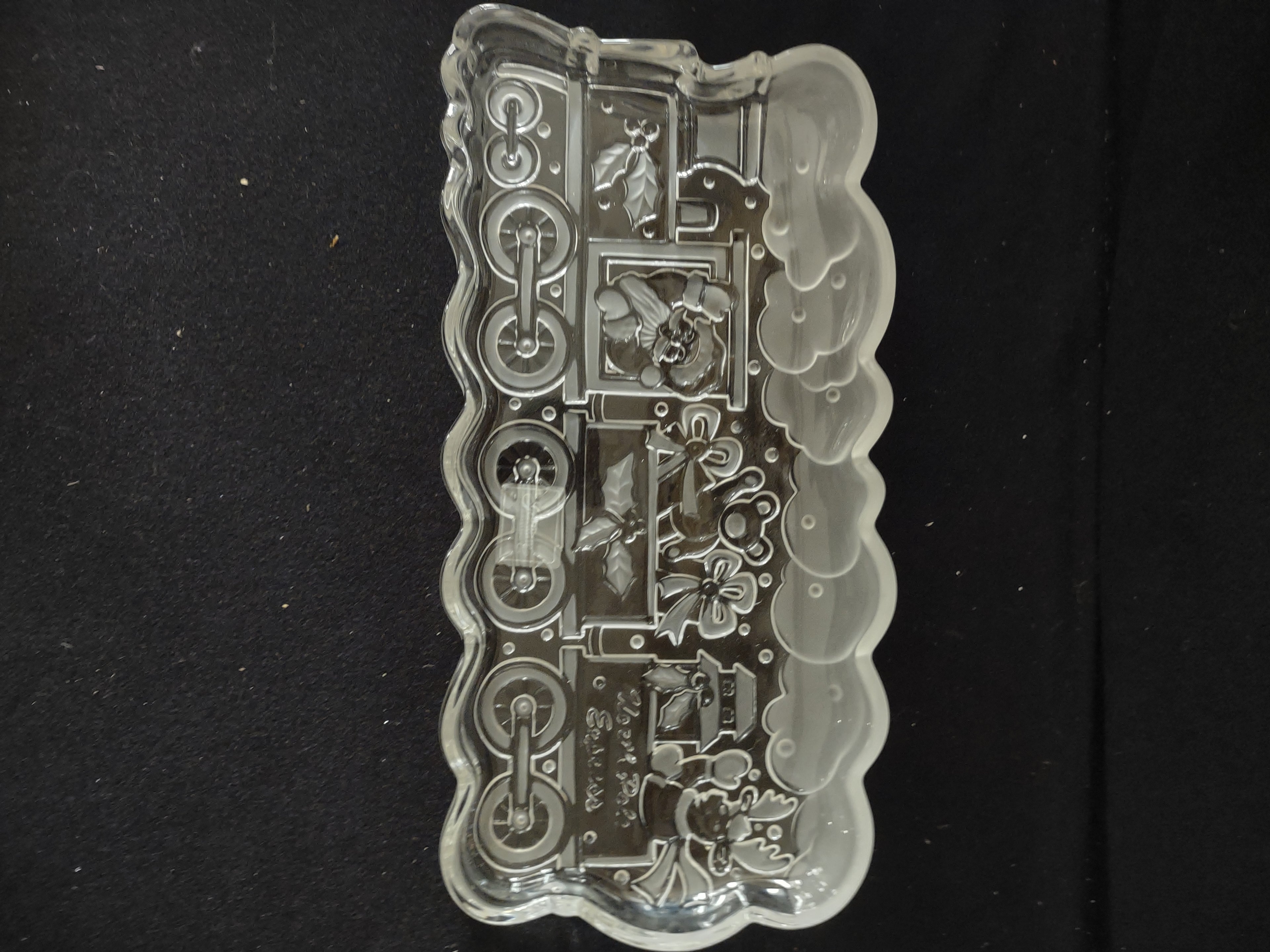 Vintage Christmas Gorham Santa North Pole Express Crystal Server (Lot 3759)