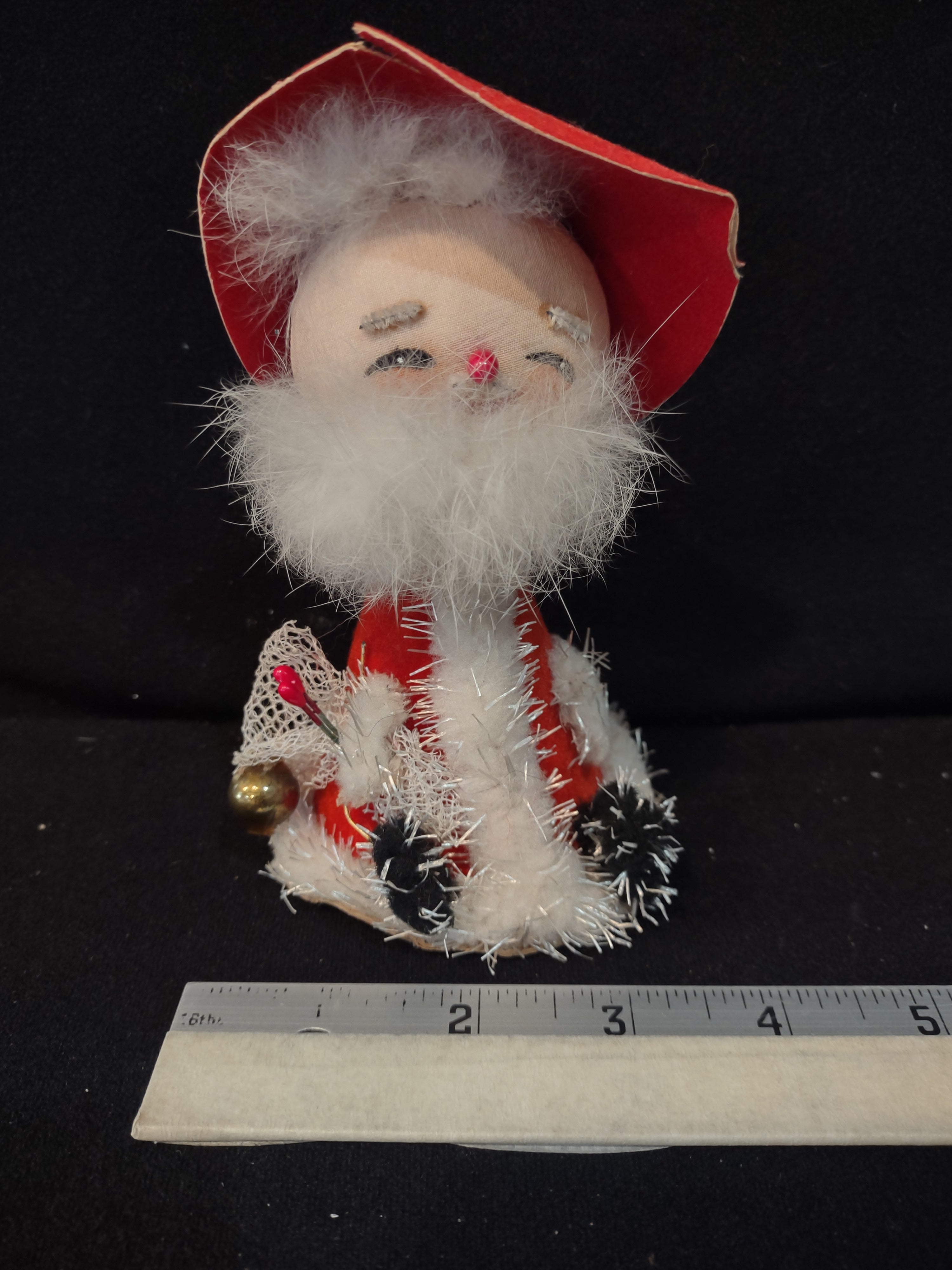 Vintage Flocked Small 5" Santa Claus Japan Christmas (Lot 3951)