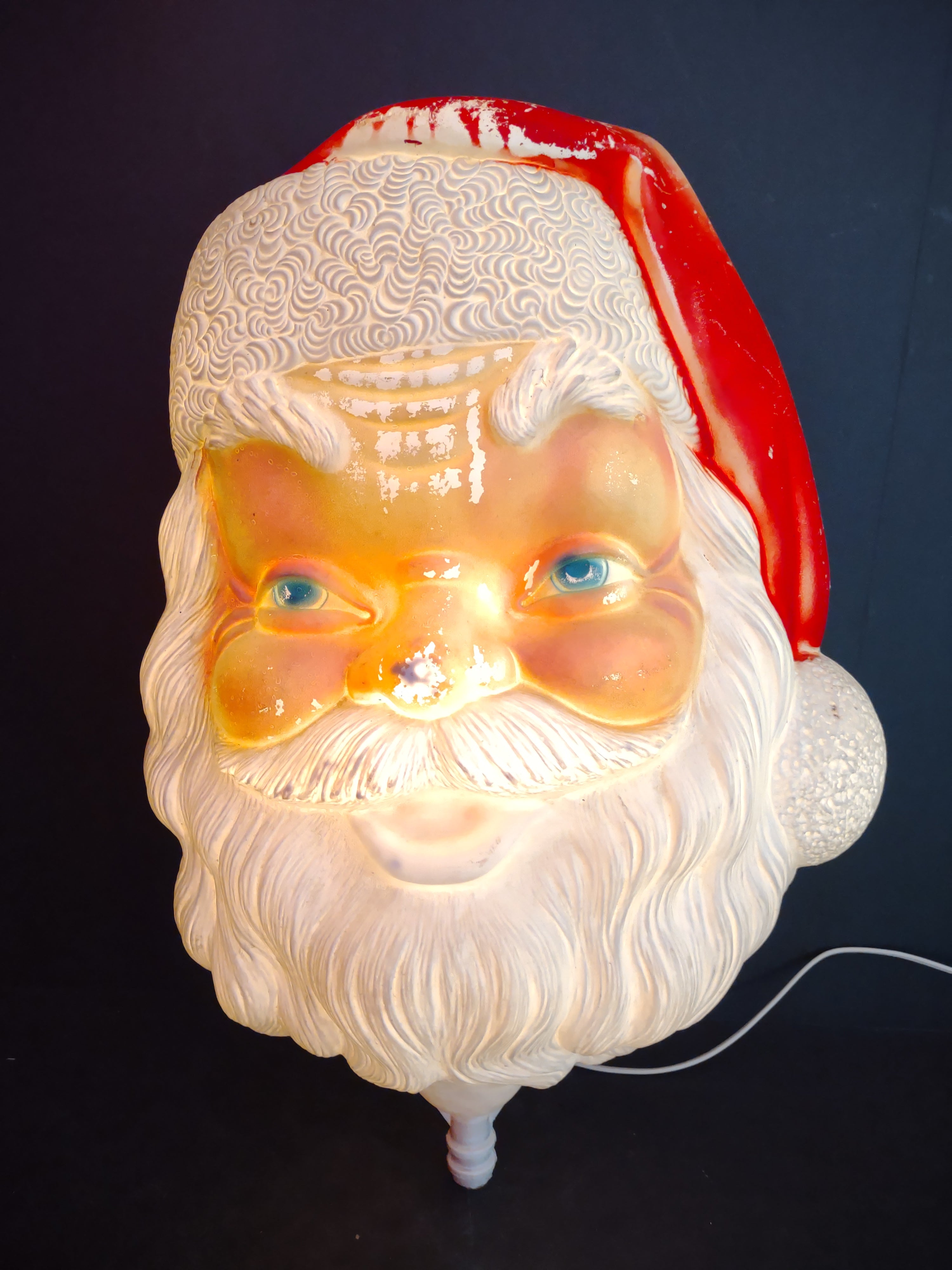 Vintage Empire 1960 Santa Face Christmas Light Up Blow Mold 17" Rare (lot 3444)