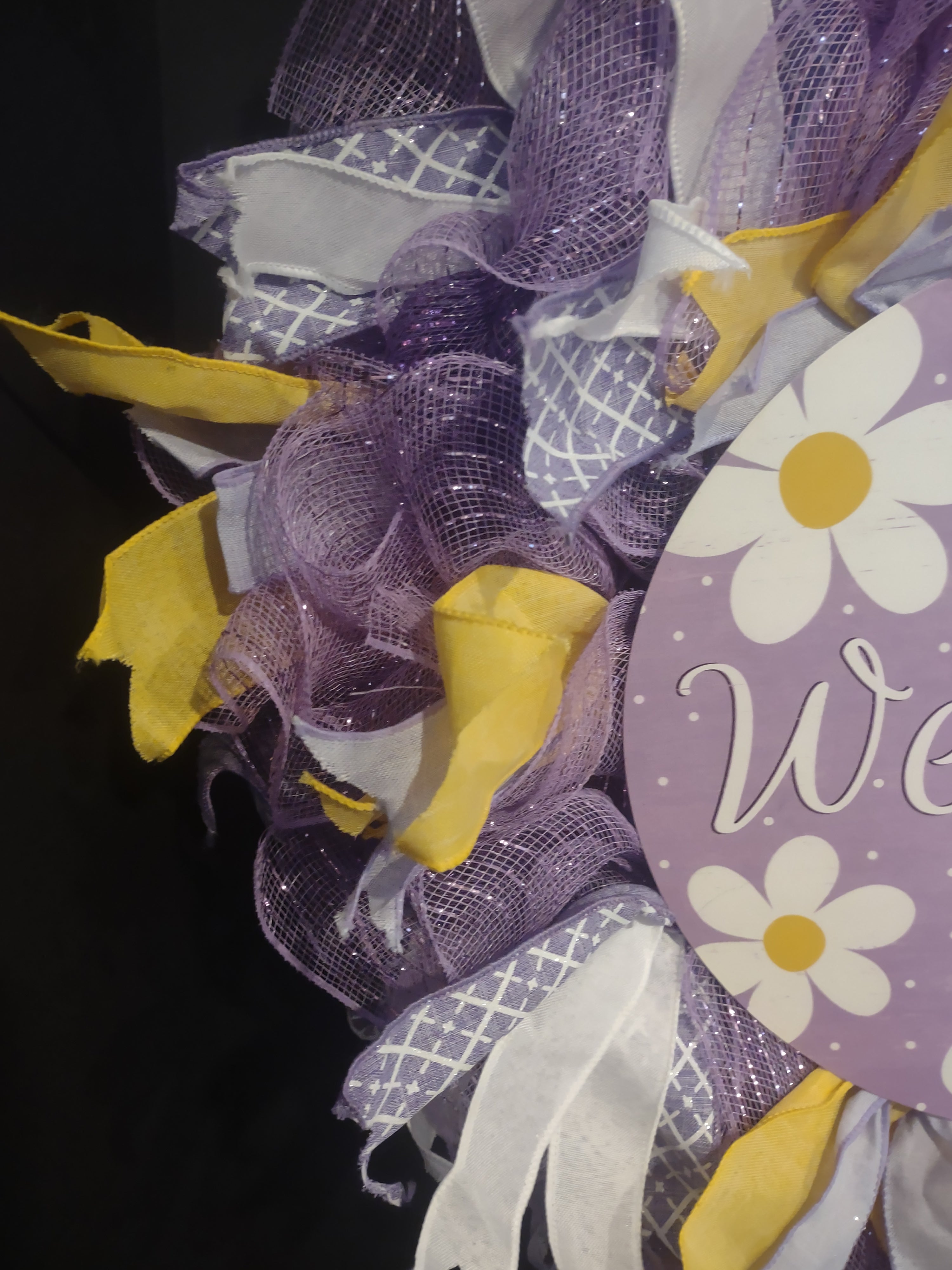 Spring Easter Welcome Wreath Ribbon Mesh (lot 1397)