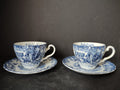 Vintage Ironstone Coaching Scenes Johnson Bros Teacup Saucer x 2 (lot 5560)