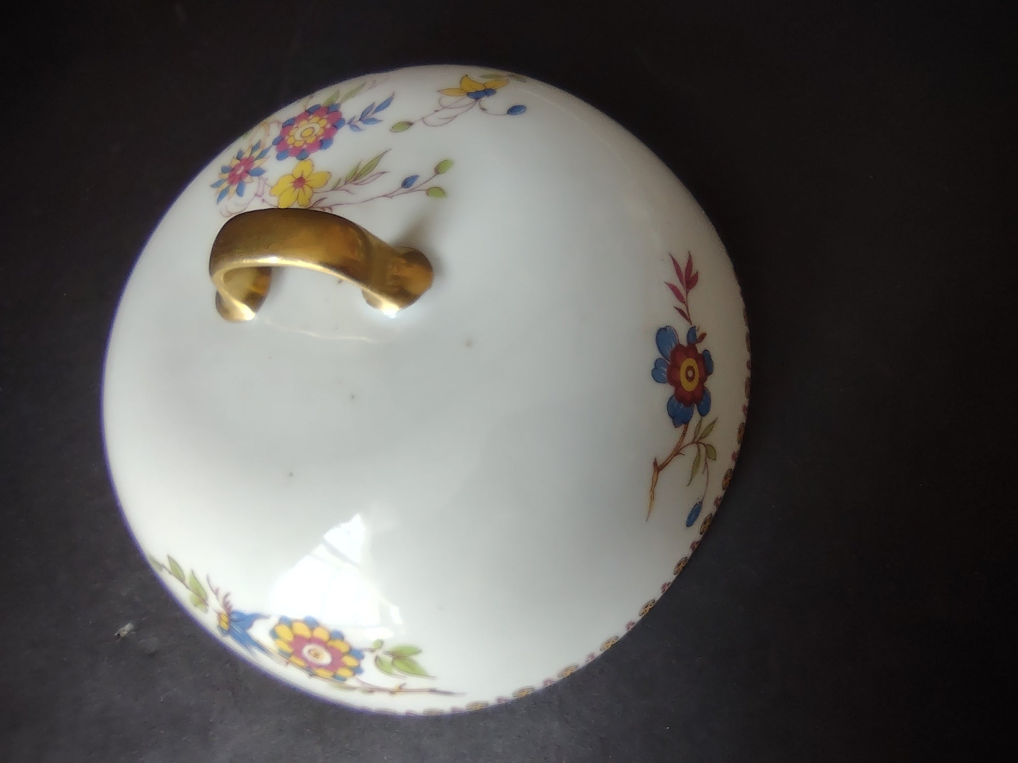B. Altman Limoges Old Abbey Rouen Spray Pheasant Butter Dish Lid ONLY (lot 812)