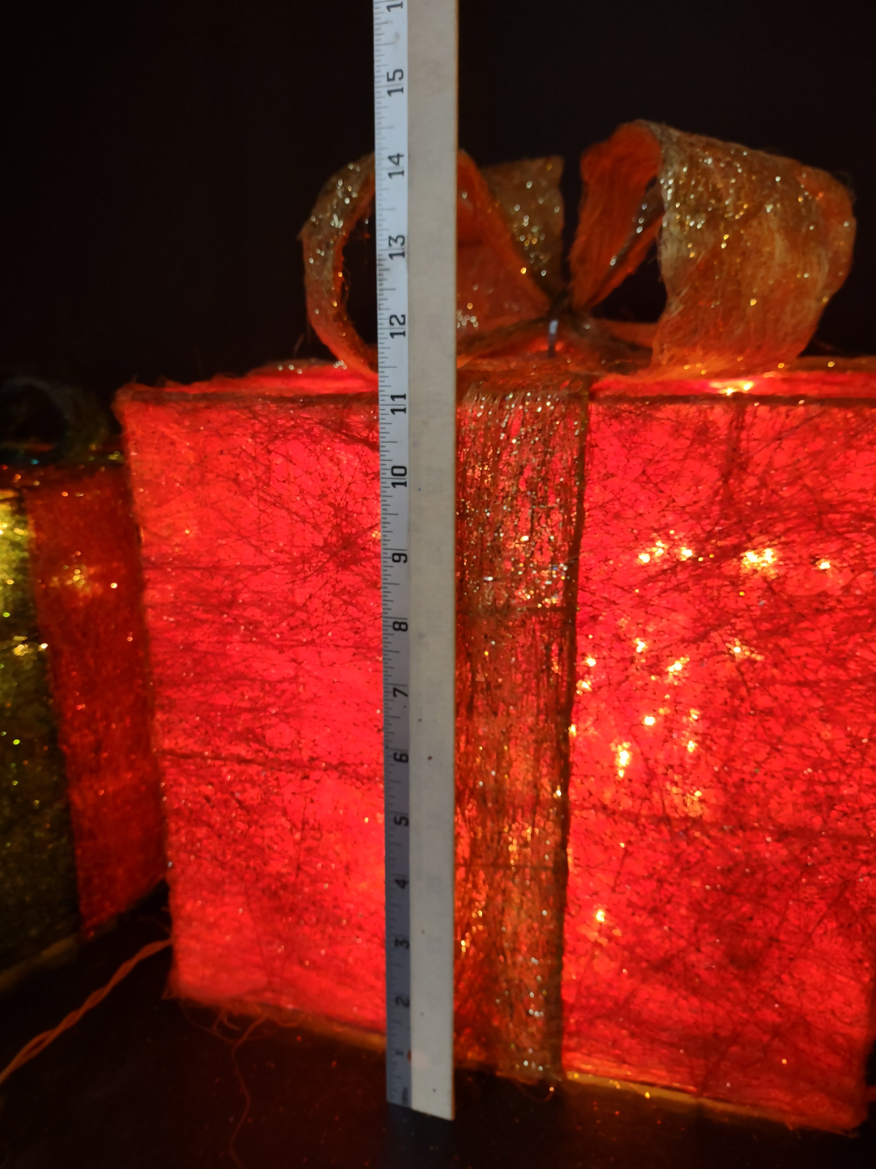 Christmas 3 Gift Box Set Multi-Color Sisal 140 Lights (lot 1390)