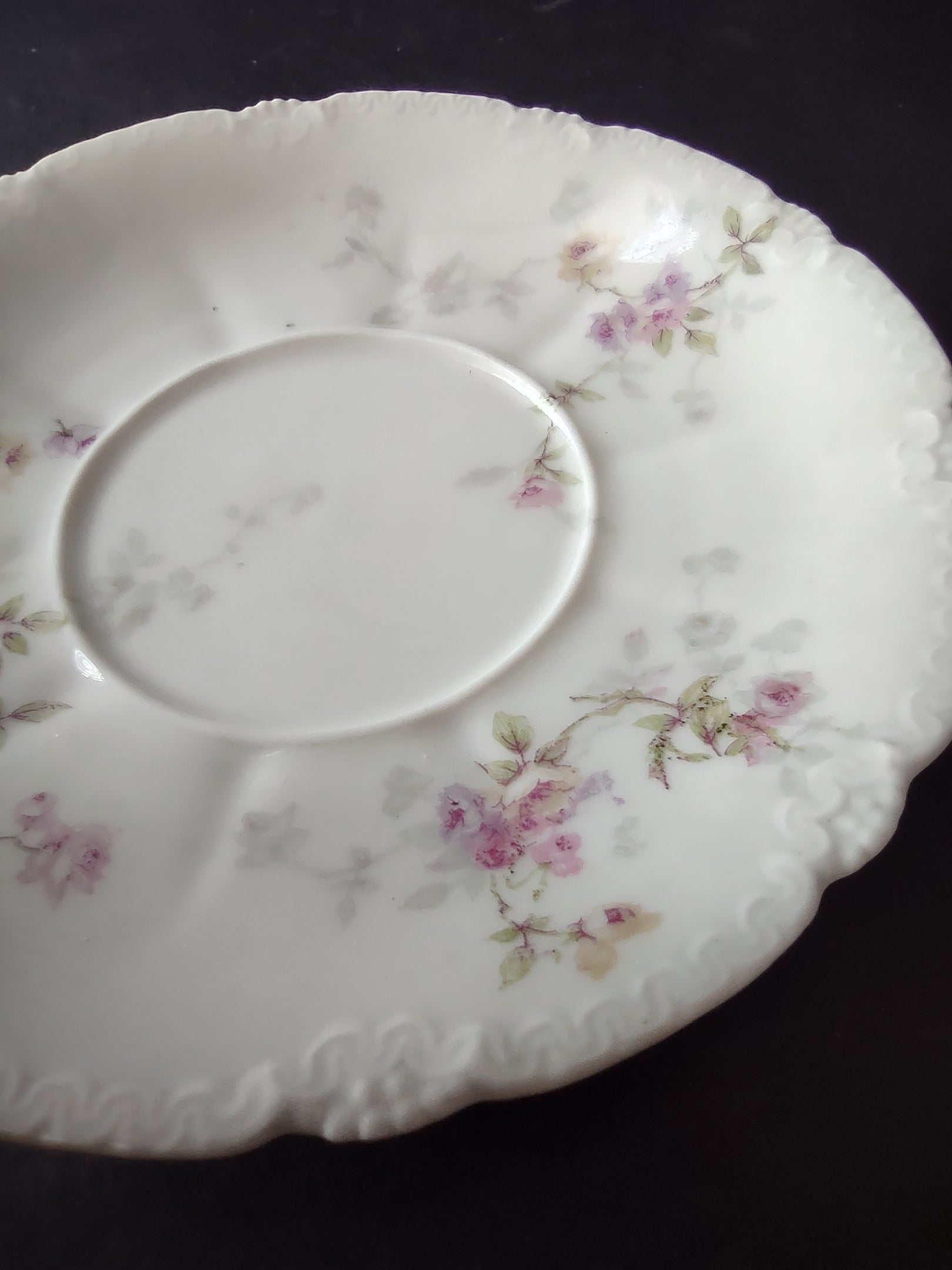 Haviland Limoges Saucer ONLY Pink Purple Yellow Rose (lot 838)