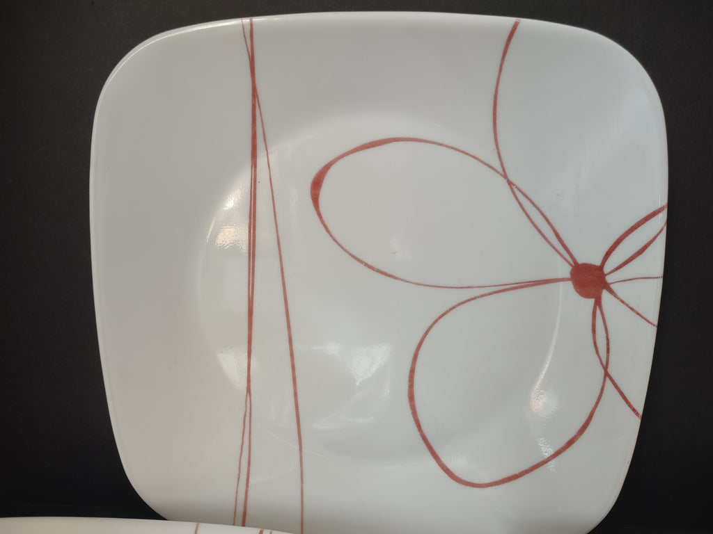 Corelle Corning Vitrelle USA Daisy Days Square Salad Luncheon Plate (lot 2916c)