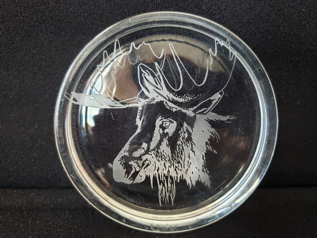 Moose Coaster Paper Weight Glass 3-3/8" (lot 2221)