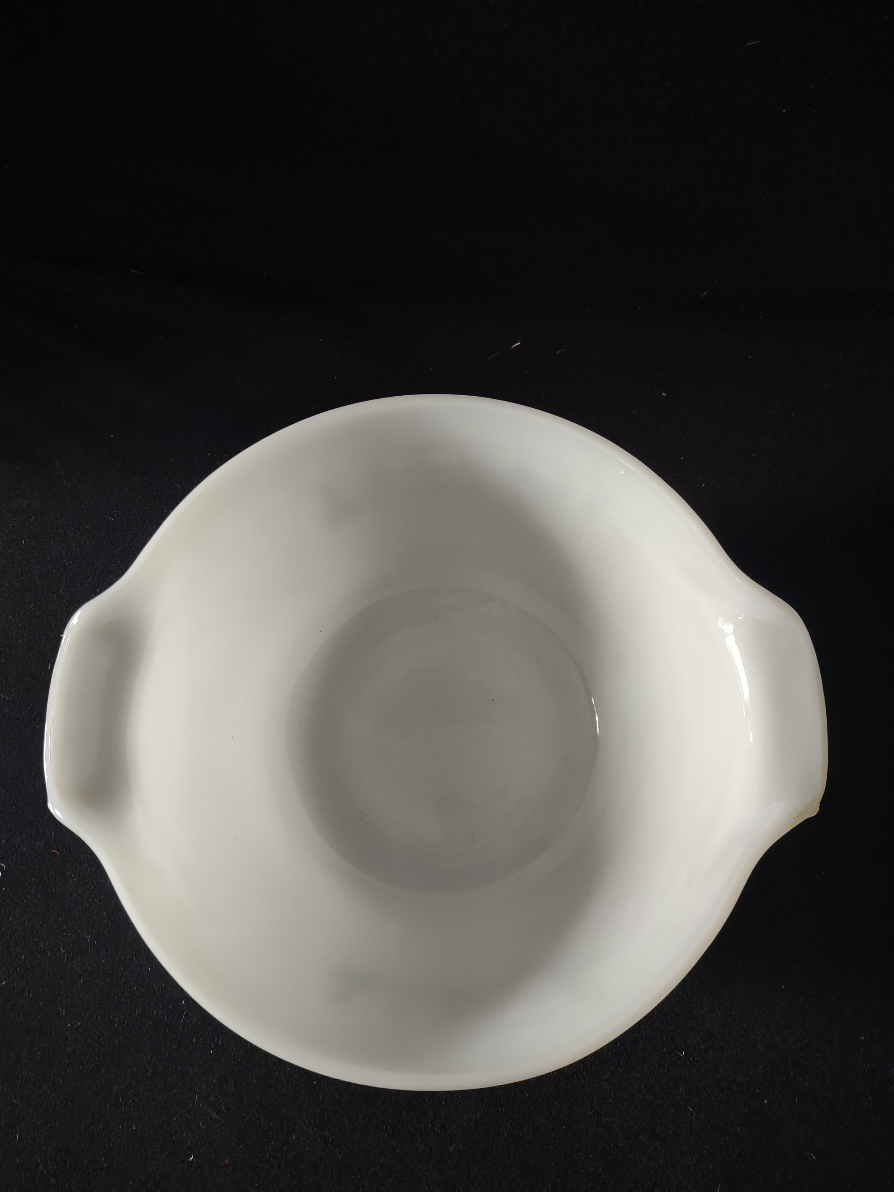 Vintage Fire King Milk Glass Casserole Dish Candle Glow Blue Gold (Lot 5126)