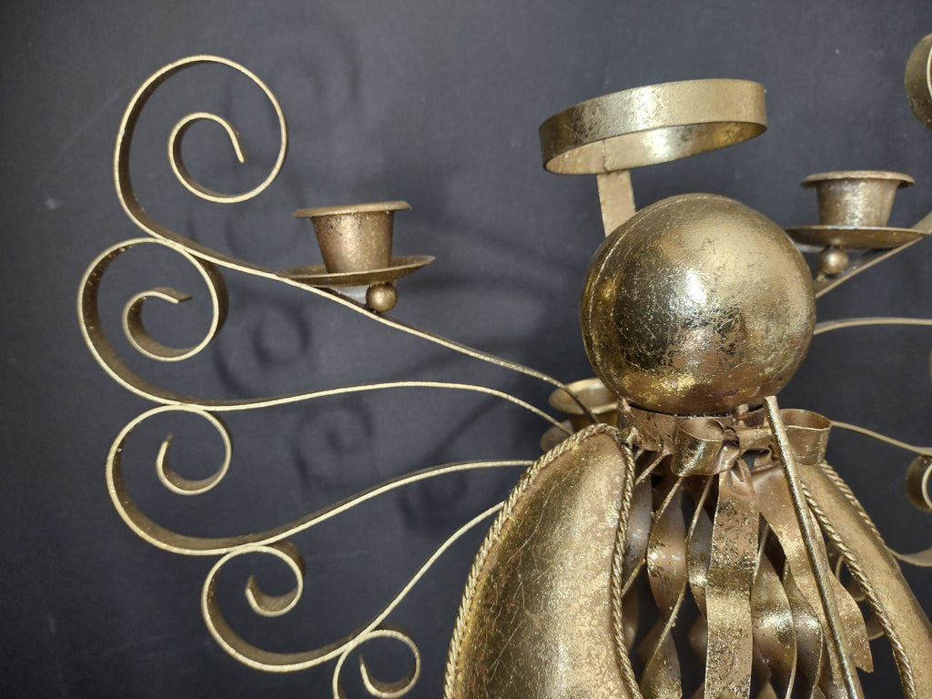 Christmas Golden Angel Metal Candle Holder 15" (lot 2720c)
