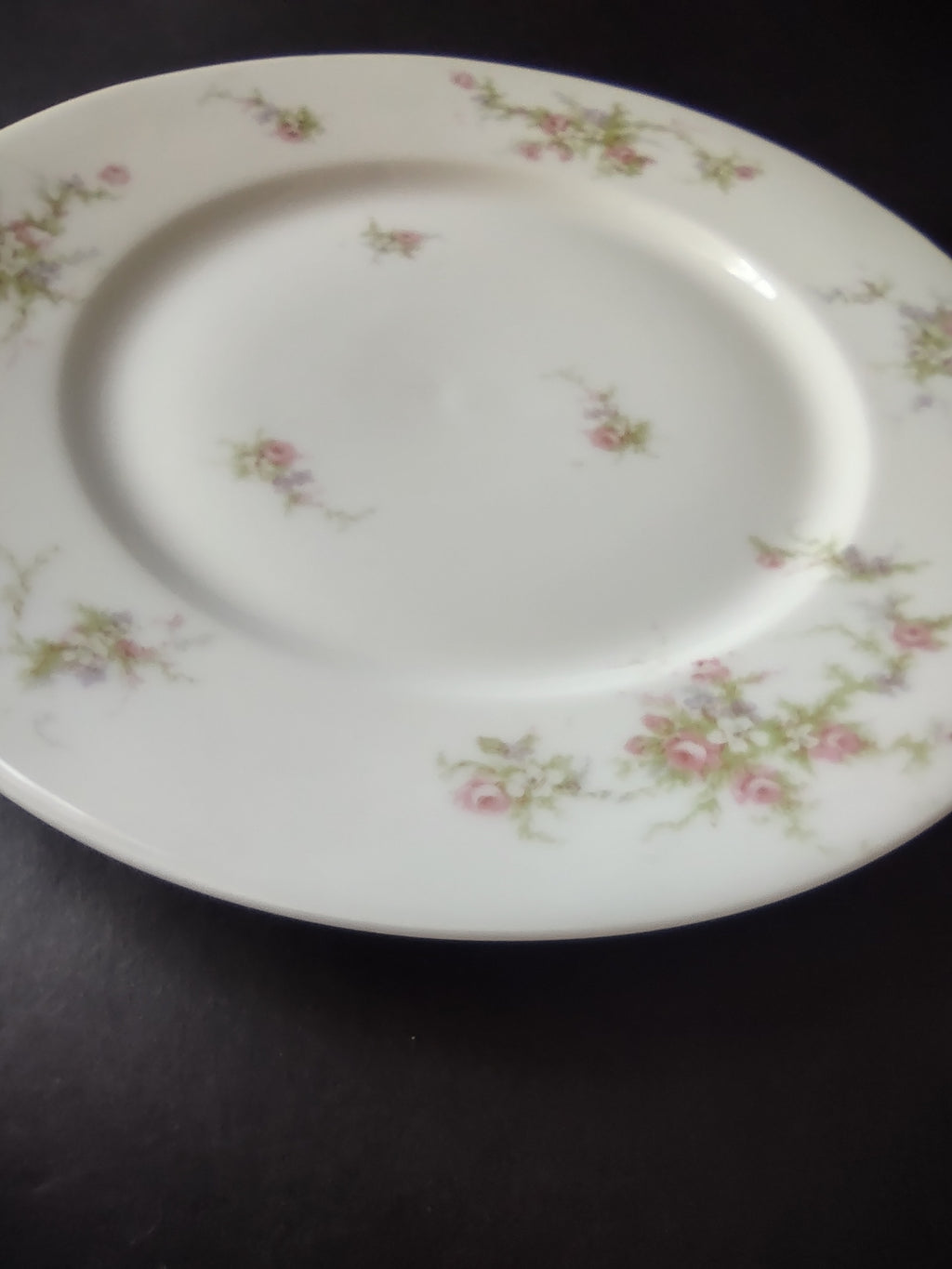 Haviland Limoges Dinner Plate Rose White Purple Flower Moss (lot 896)