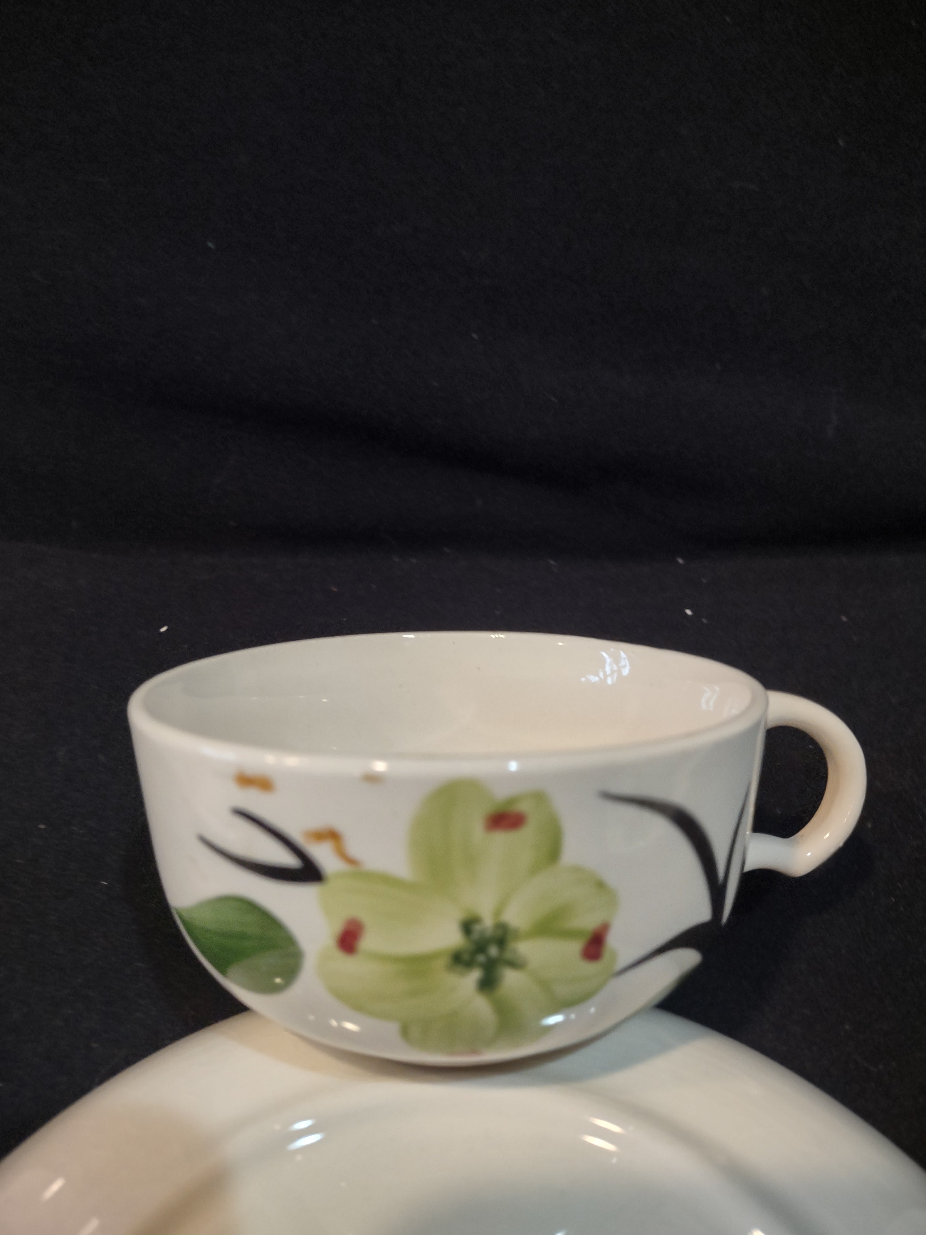 Vintage Dixie Dogwood Pattern Tea Cup Saucer Set Of 3 IMPERFECTIONS (Lot 4259)