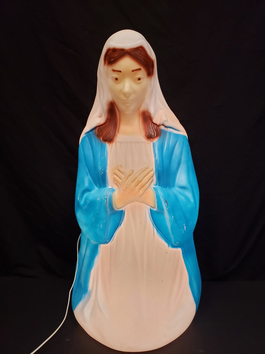 Vintage Christmas Outdoor Blue Open Eyes Mary Blow Mold 27" (lot 2265)