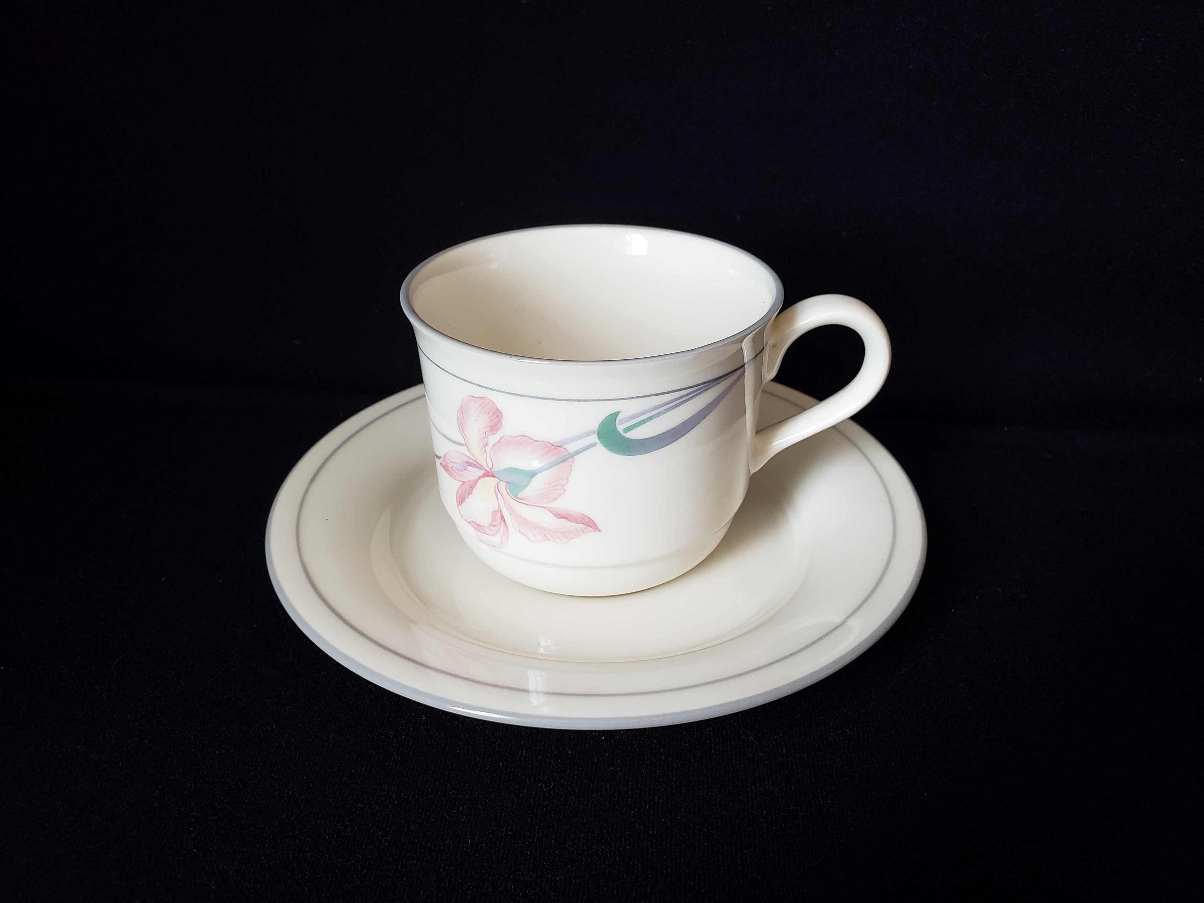 Vintage Lenox Chinastone Iris on Grey Tea Cup with Saucer (lot 1938)