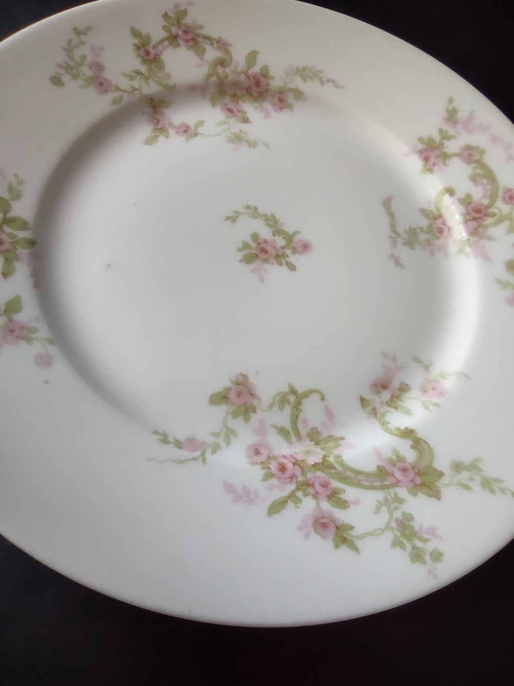 Haviland Limoges Dessert Plate Pink Rose Green Ribbon (lot 889)