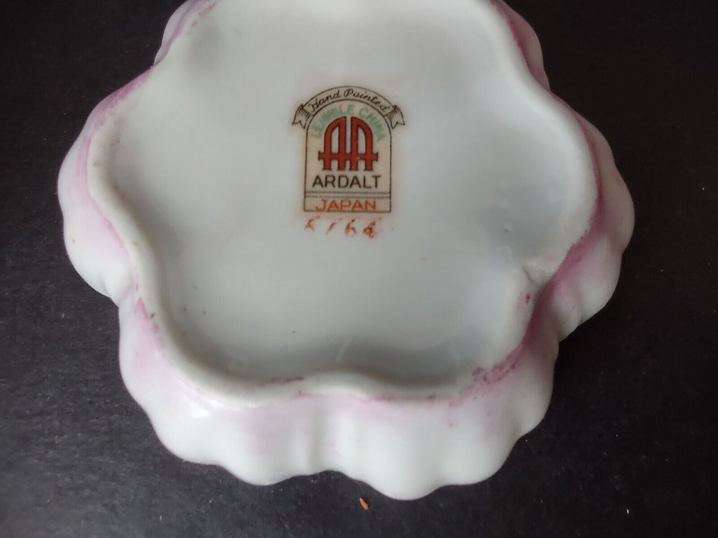Set Ardalt Japan Lenwile China Pink Flower Gold Trim Trinket Dish (lot 471)