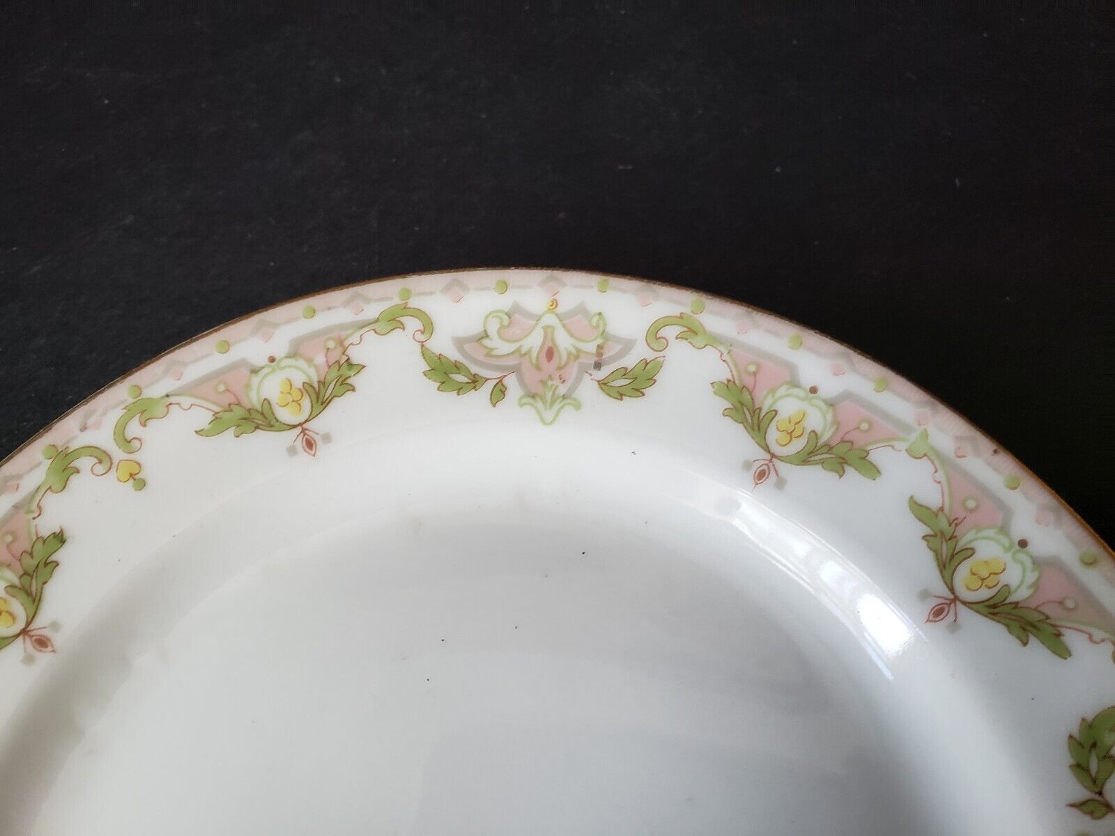 JP (Jean Pouyat) France Bread Butter Plate Pink Green Yellow (lot 620)