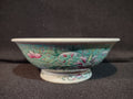 Vintage Ceramic Enameled Footed Bowl China Turquoise IMPERFECT (lot 5393)