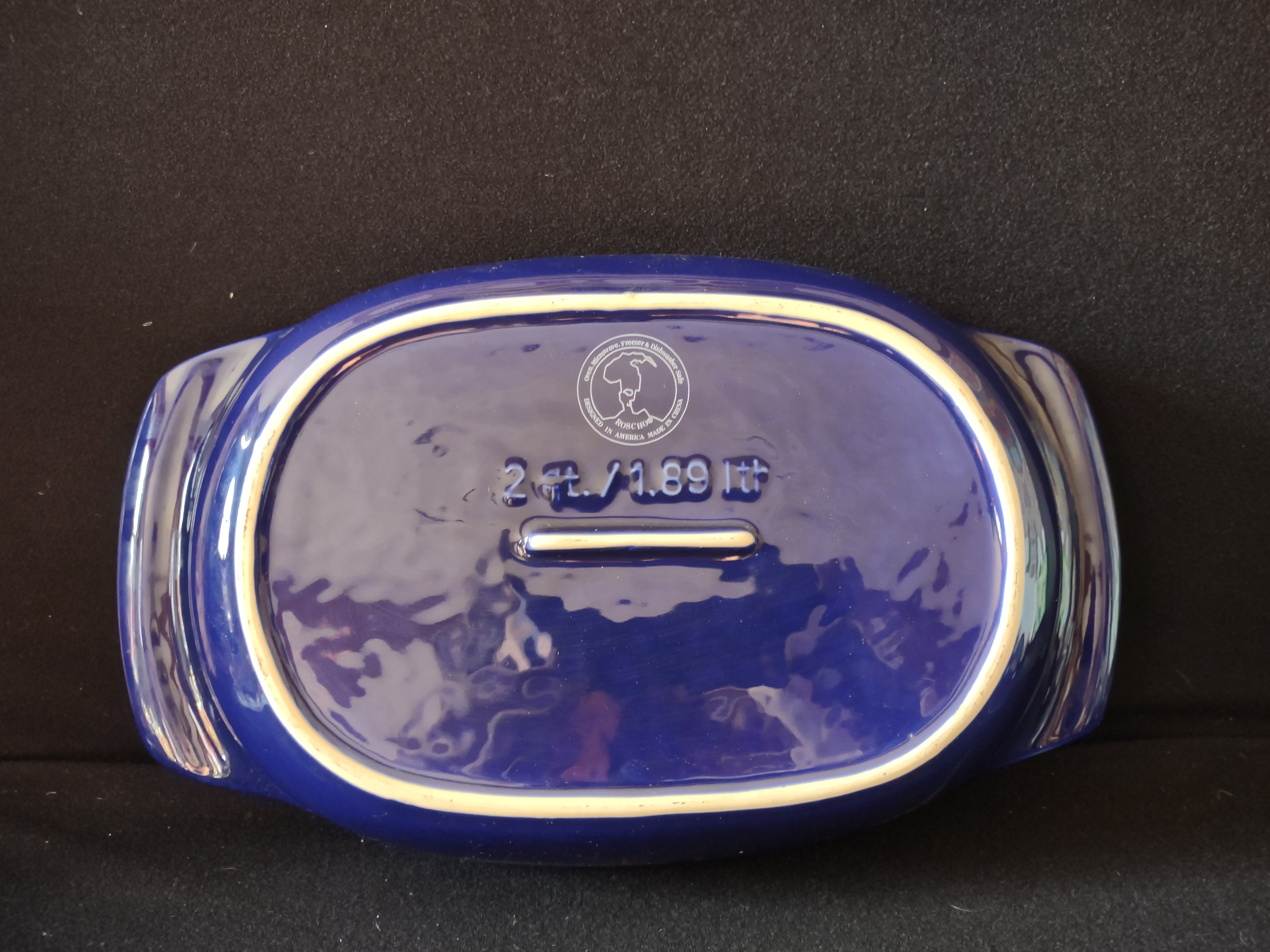 Roscho Coblat Blue 2 Qt Casserole Ceramic for Oven Microwave (lot 5217)
