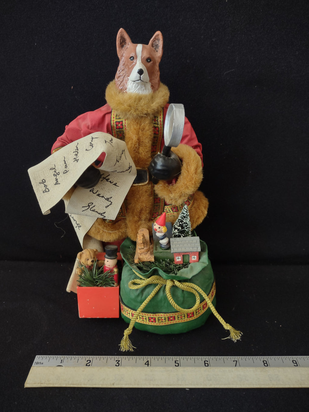 Vintage Christmas Suit Santa Dog Nice List Toys Figurine (Lot 3781)