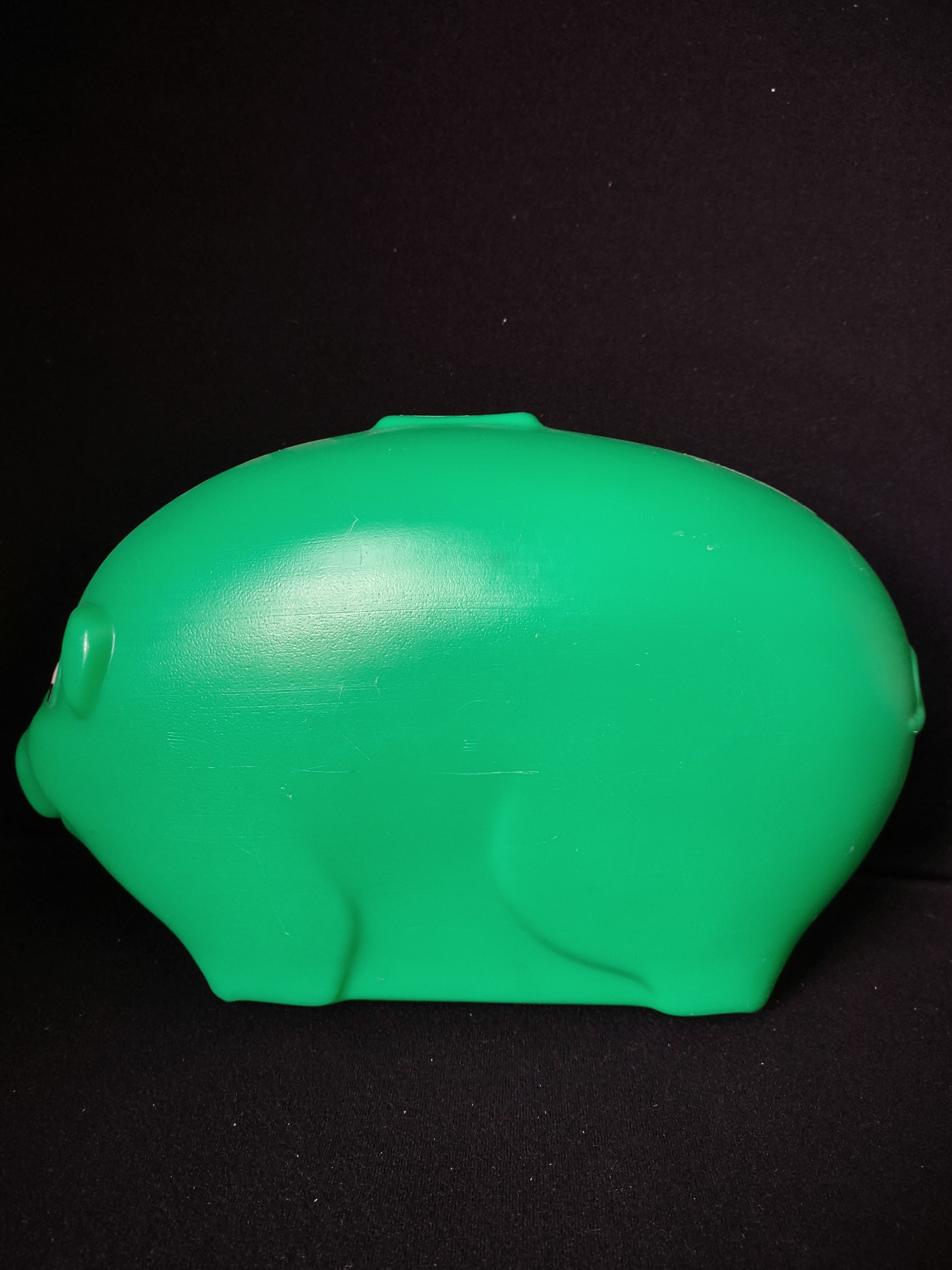 Vintage Blow Mold Green Pig Coin Piggy Bank Holds $800 Worth Quarters (lot 2677c