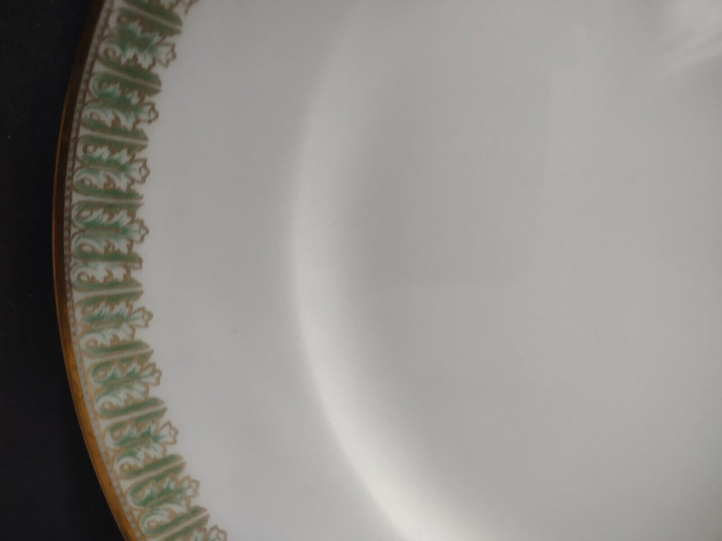 Haviland Limoges France Dessert 7-1/2" Gold Trim Green Gold Design (lot 603)