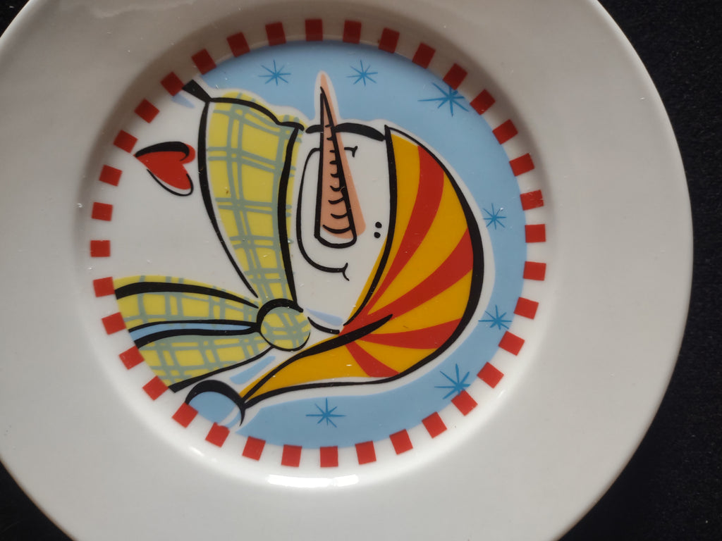 Christmas Winter Snowmen Kathryn Beich Dessert Plates Set Of 4 (Lot 4651t)