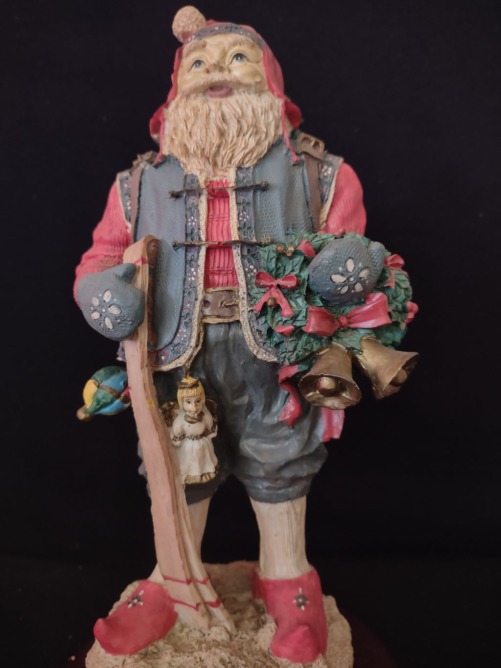 Vintage Christmas Dutch Style Santa Claus Musical Jingle Bells (Lot 4369)