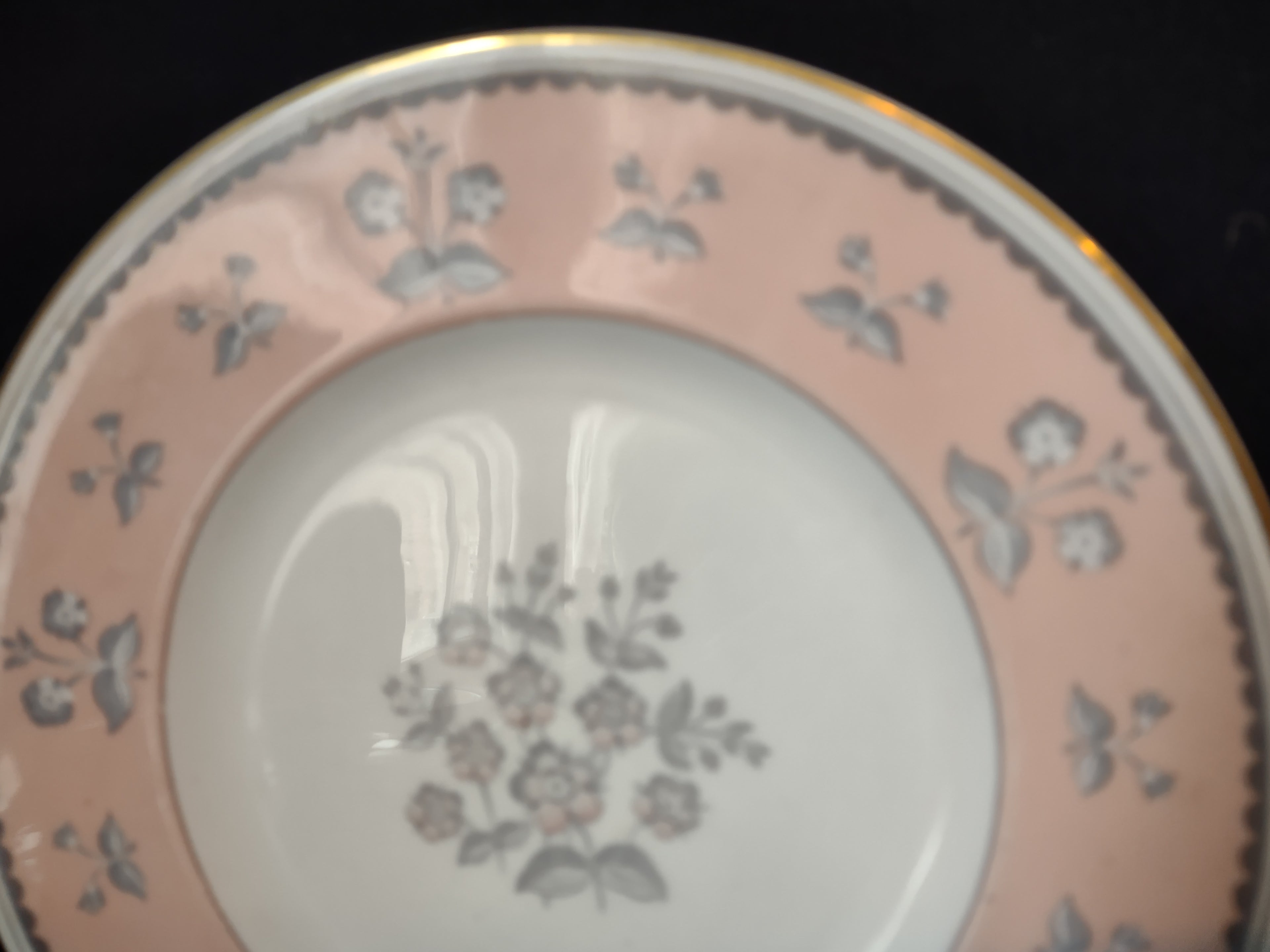 Wedgwood Pimpernel Pink Salad/Dessert Plate 8" Green Stamp (lot 2762)