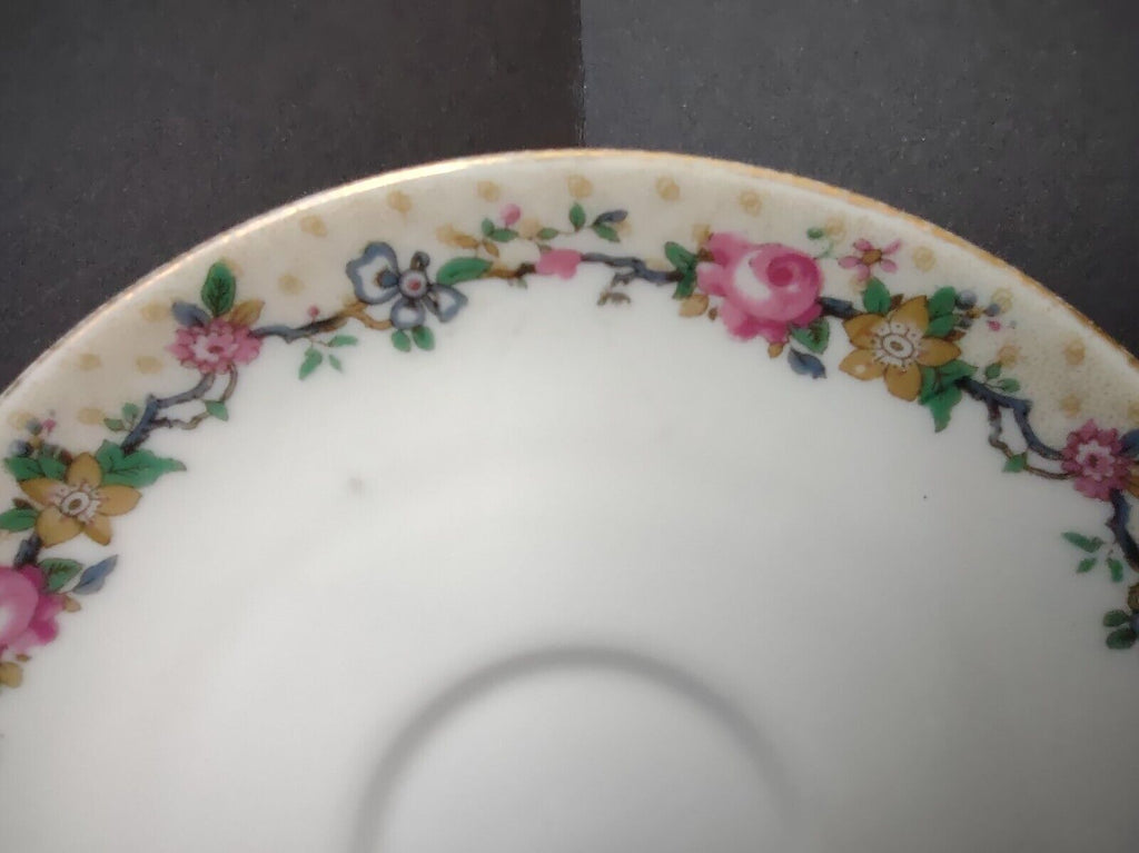 Depose Ahrenfeldt Limoges Saucer Pink Yellow Rose Gold Trim lot 729