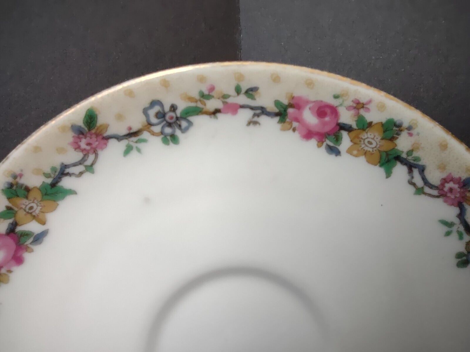 Depose Ahrenfeldt Limoges Saucer Pink Yellow Rose Gold Trim lot 729