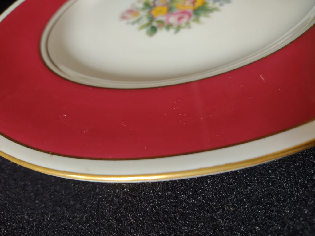 Vintage Minton Dinner Plate Bone China Floral Pink/Red Border H4769 (Lot 5454)