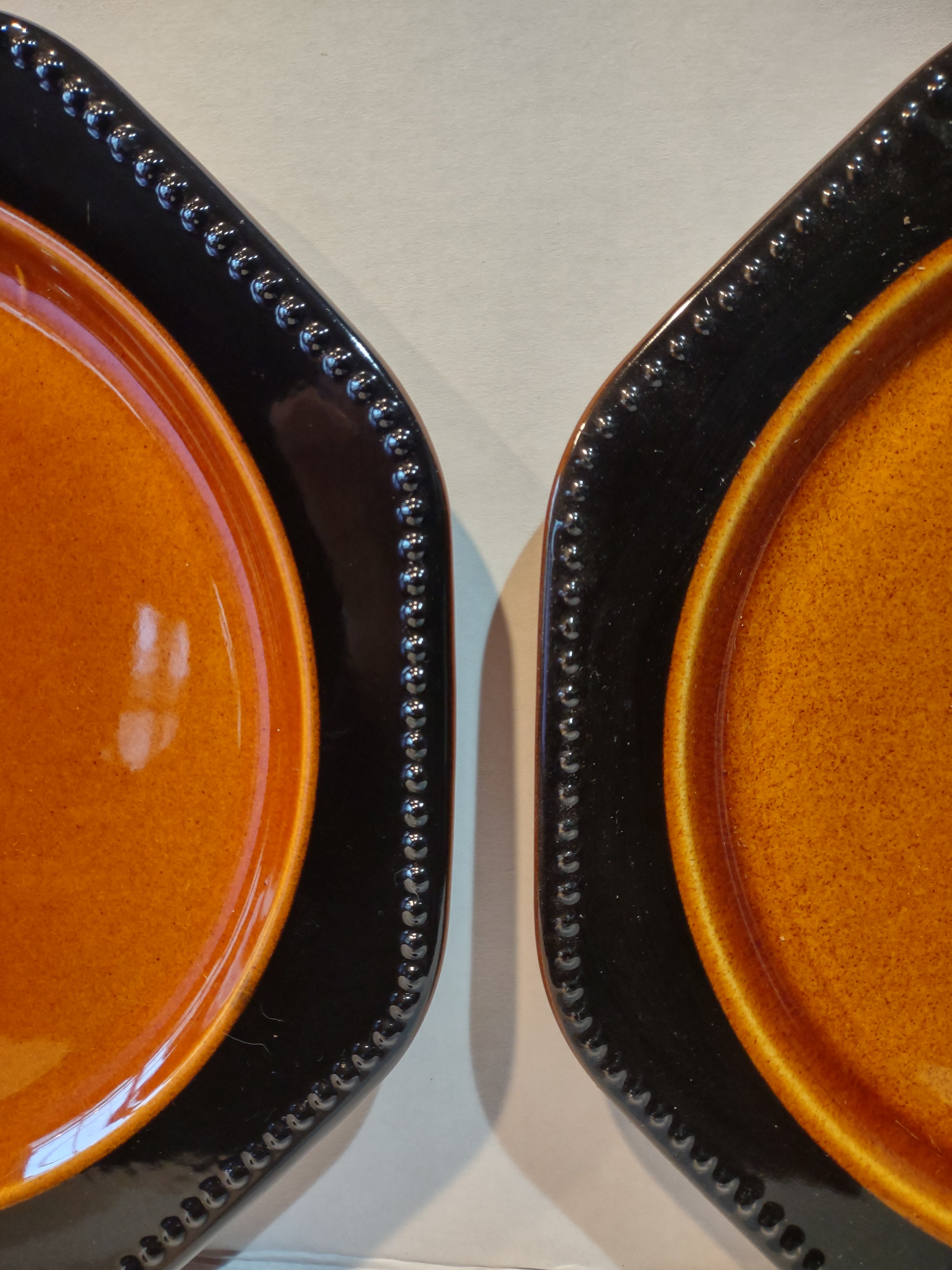 Vintage MCM Ironstone USA Amber Octagon 10" Dinner Plate x 2 Oven Proof lot 5003