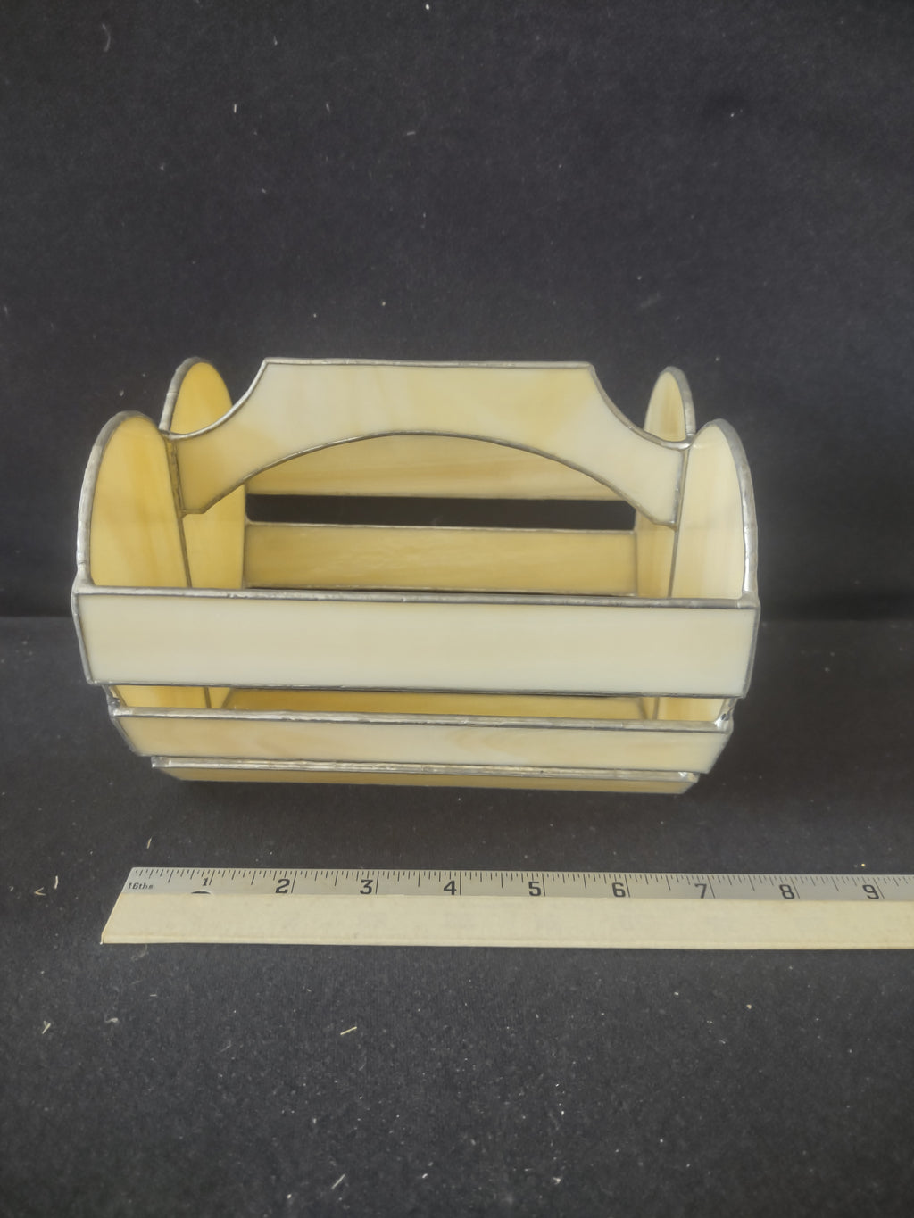 Vintage Leaded Stain Glass Heart Basket (Lot 3559)