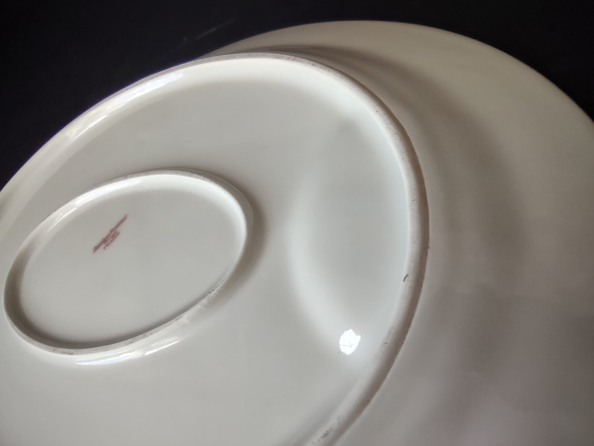 Haviland Limoges Serving Platter 15" Rose White Purple Flower Moss (lot 895)
