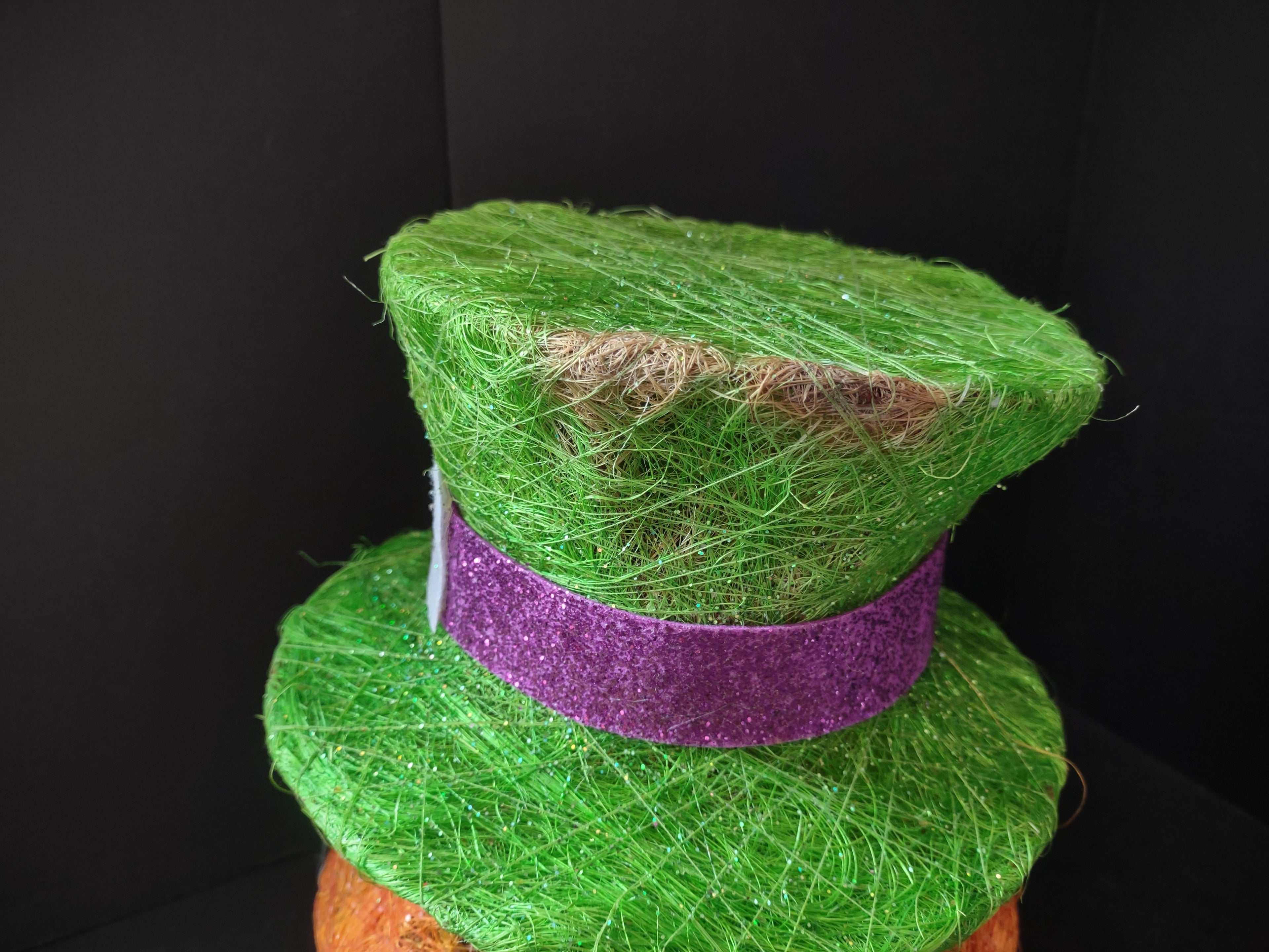 Halloween Pumpkin Green Hat Light Up Jack-O-Lantern (lot 2968j)