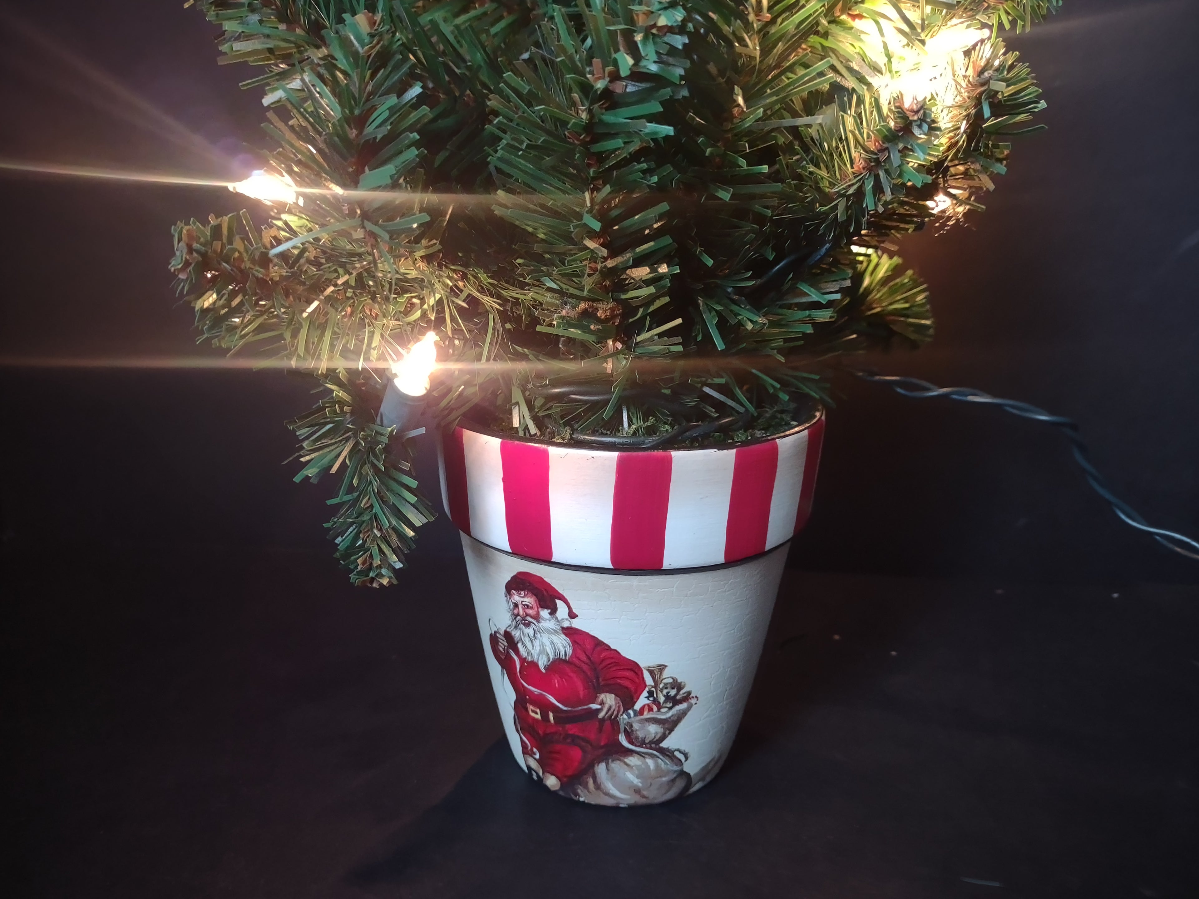 Vintage Artificial Christmas Light Up Tree Swag Red Bow Garland (lot 1227)