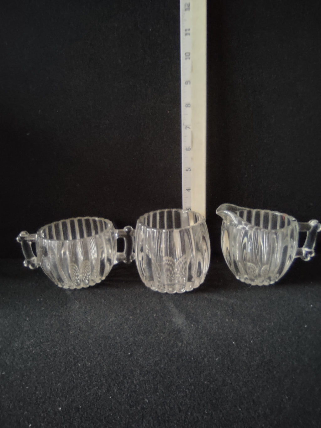 Depression Glass Sugar Bowl Creamer Relish Jar National Pattern Hobnail (Lot5308