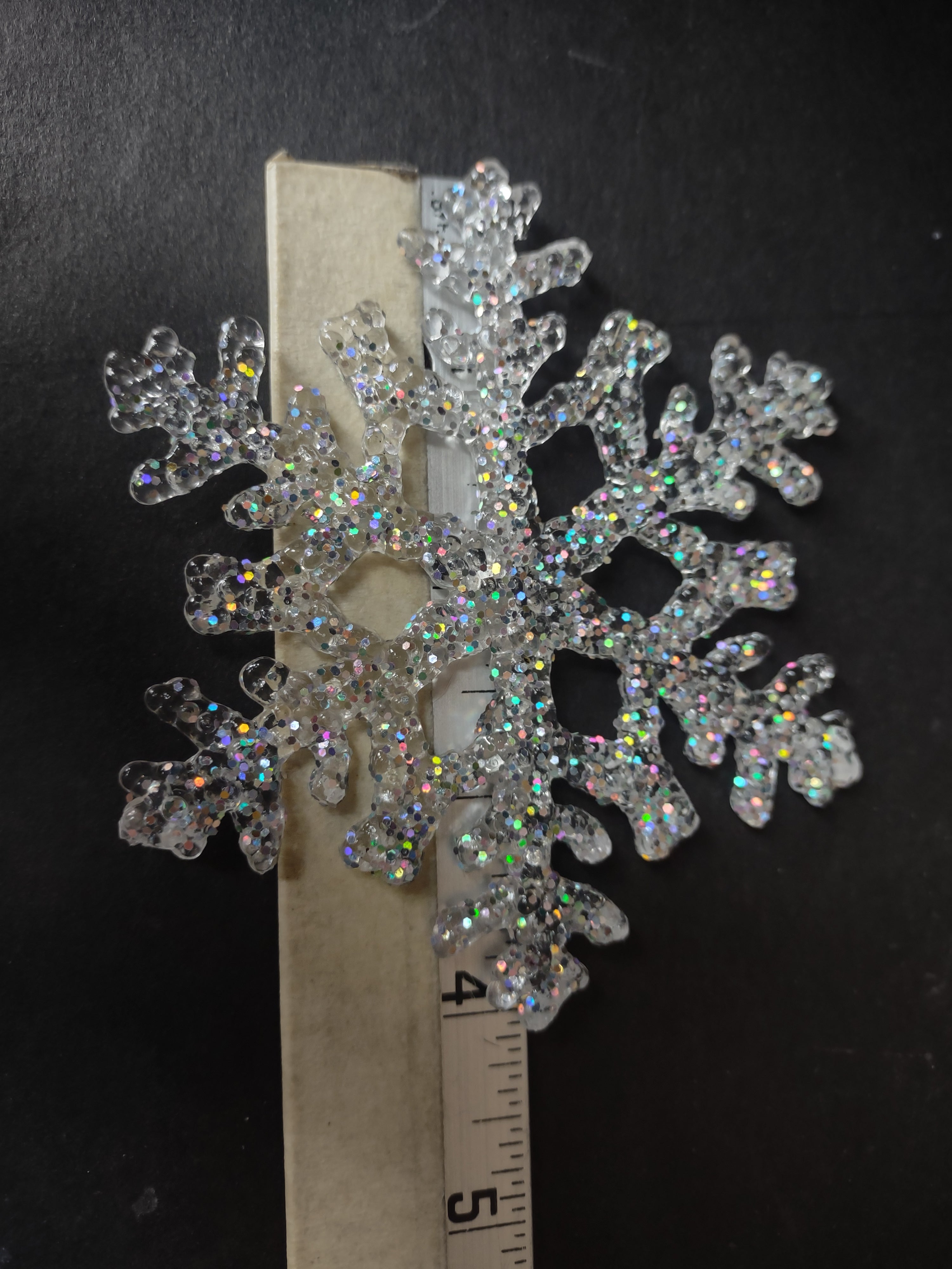 Christmas Ornament Snowflake x 12 VERY Glittery 4" (lot 3350)