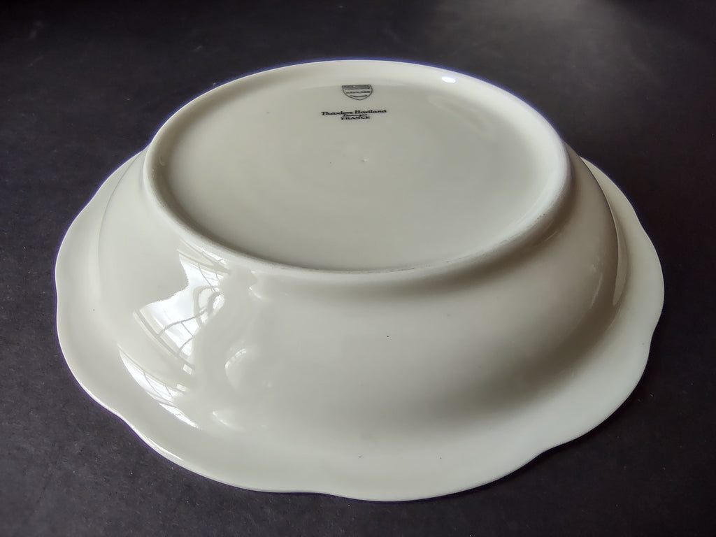 Haviland Limoges 2 x Cream Soup Spaghetti Bowl Peony Flower Cream Color (lot 925)