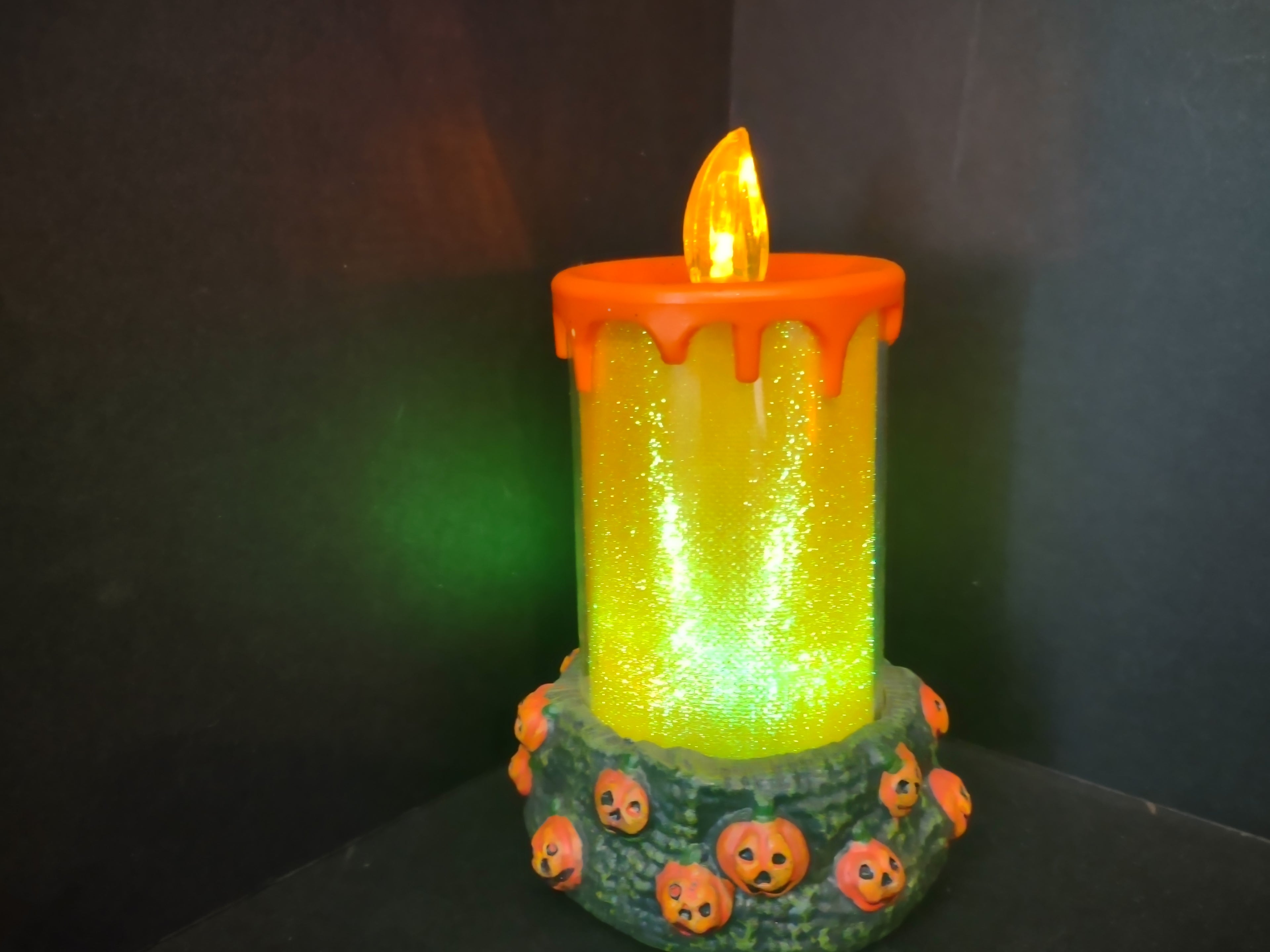 Halloween Color Changing Flameless LED Candle Orange Pumpkin x 2 (lot 2978j)