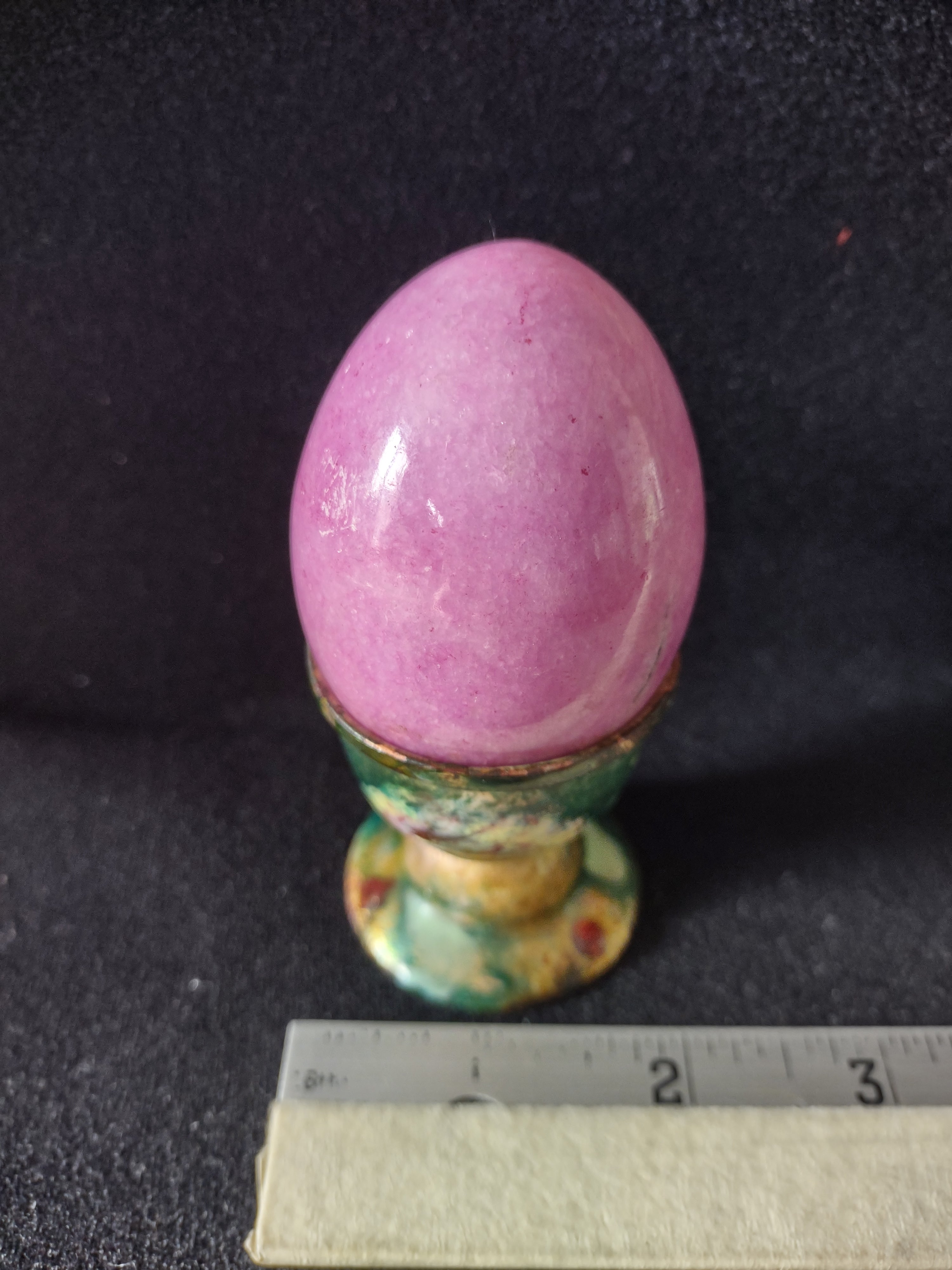 Vintage Dyed Pink Polished Stone Egg Metal Luster Glazed Chalice (Lot 5075)