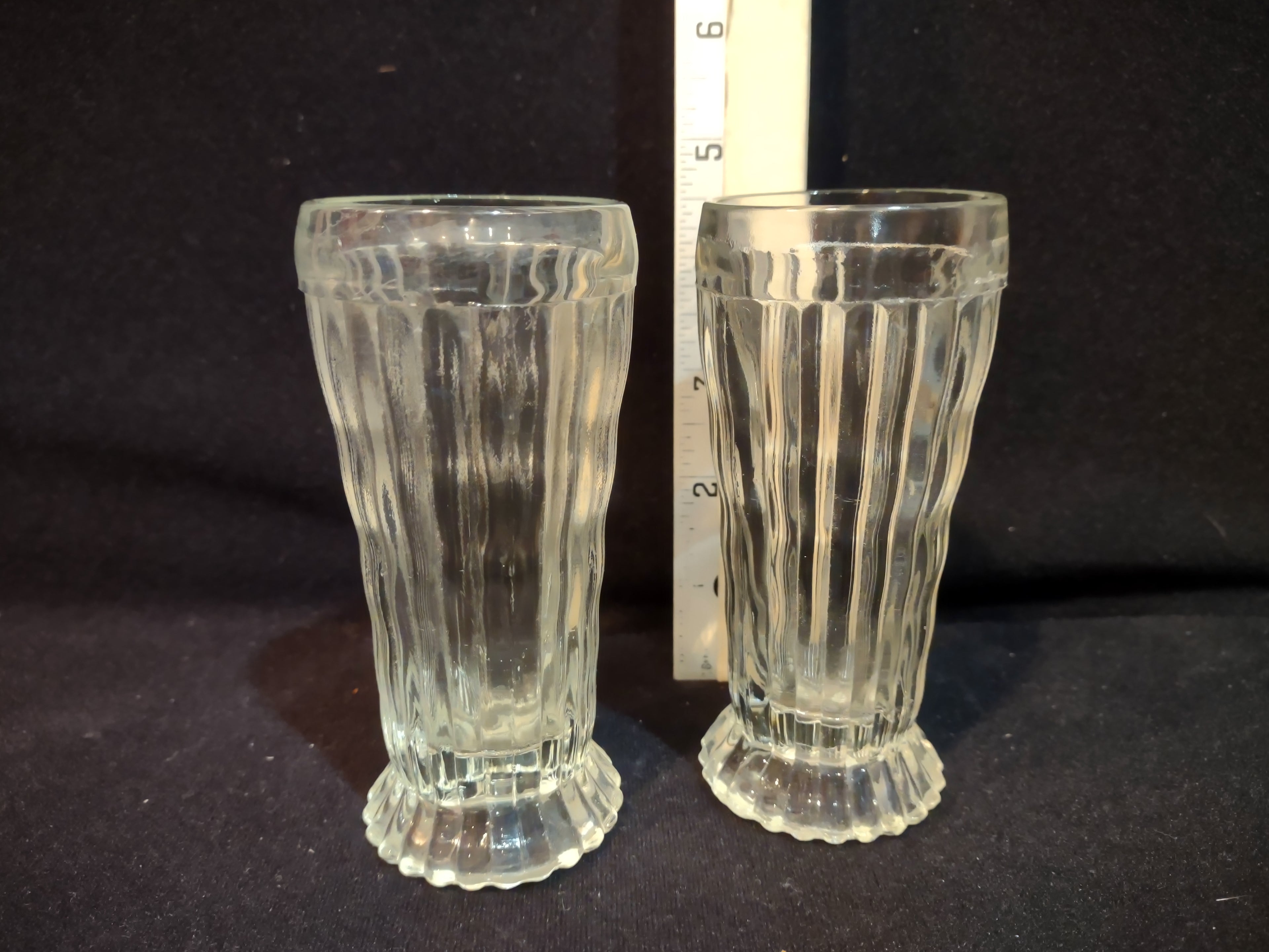 Vintage Retro MCM 4-1/2" Tall Jeannette Clear Glass x 2 (lot 5159)