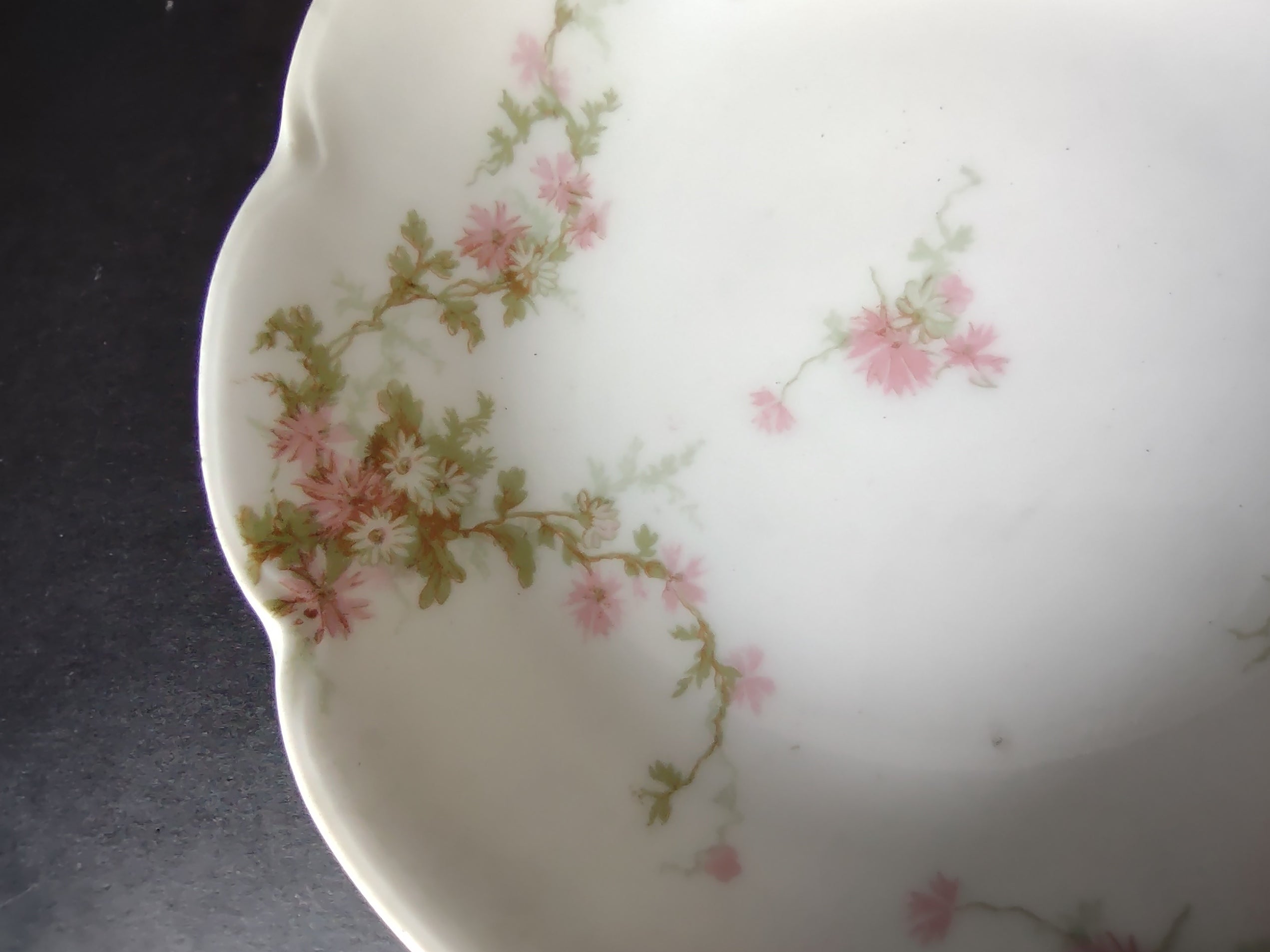 Haviland Limoges Small Bowl 5-1/2" Plate Pink Thistle & Daisy (lot 884)
