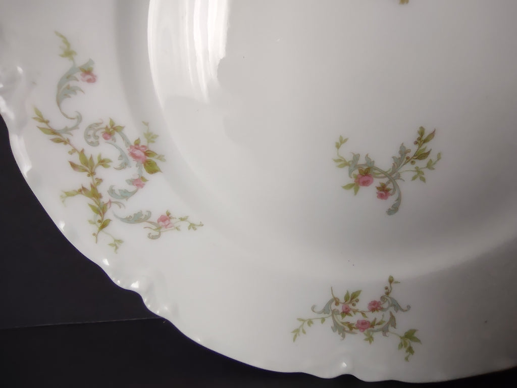 Haviland Limoges Dessert Plate White Scalloped Edge Rose Blue Ribbon (lot 854)