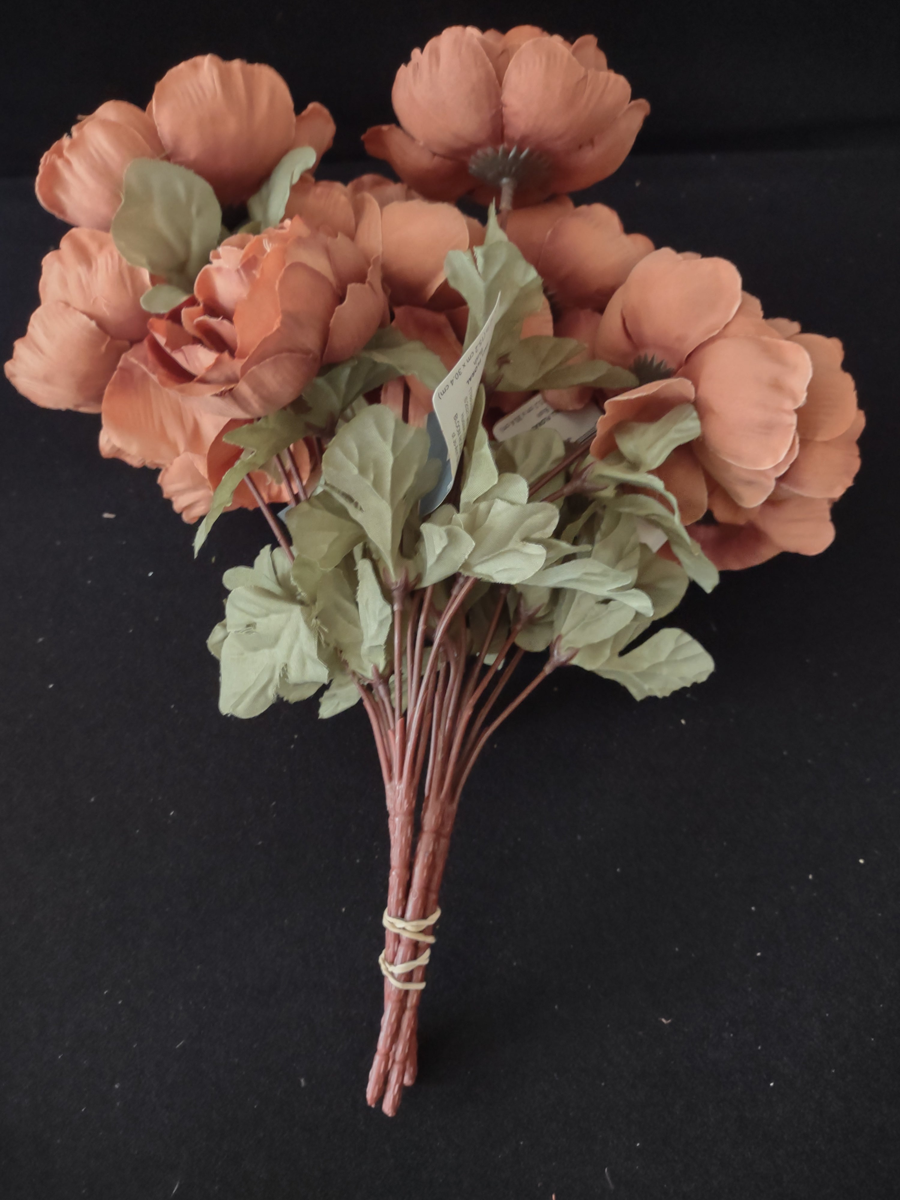 Thanksgiving Fall Silk Flowers Rust Colored Roses 4 Twigs (Lot 3541)