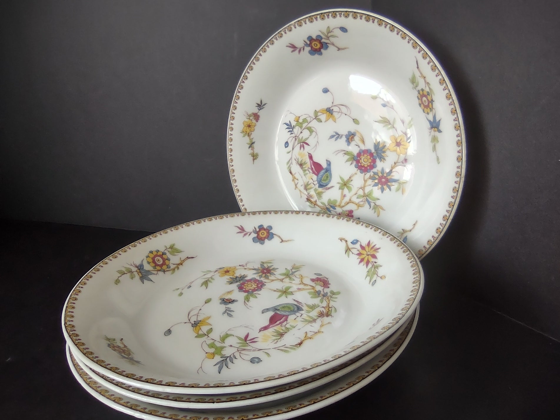 B. Altman Limoges Old Abbey Rouen Spray Pheasant 4 x Cream Soup Bowl (lot 811)