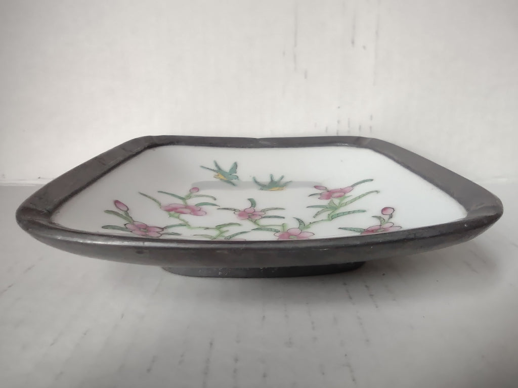 Vintage Japanese Porcelain Ware Hong Kong Bowl Ashtray Birds Flowers (lot 5333)