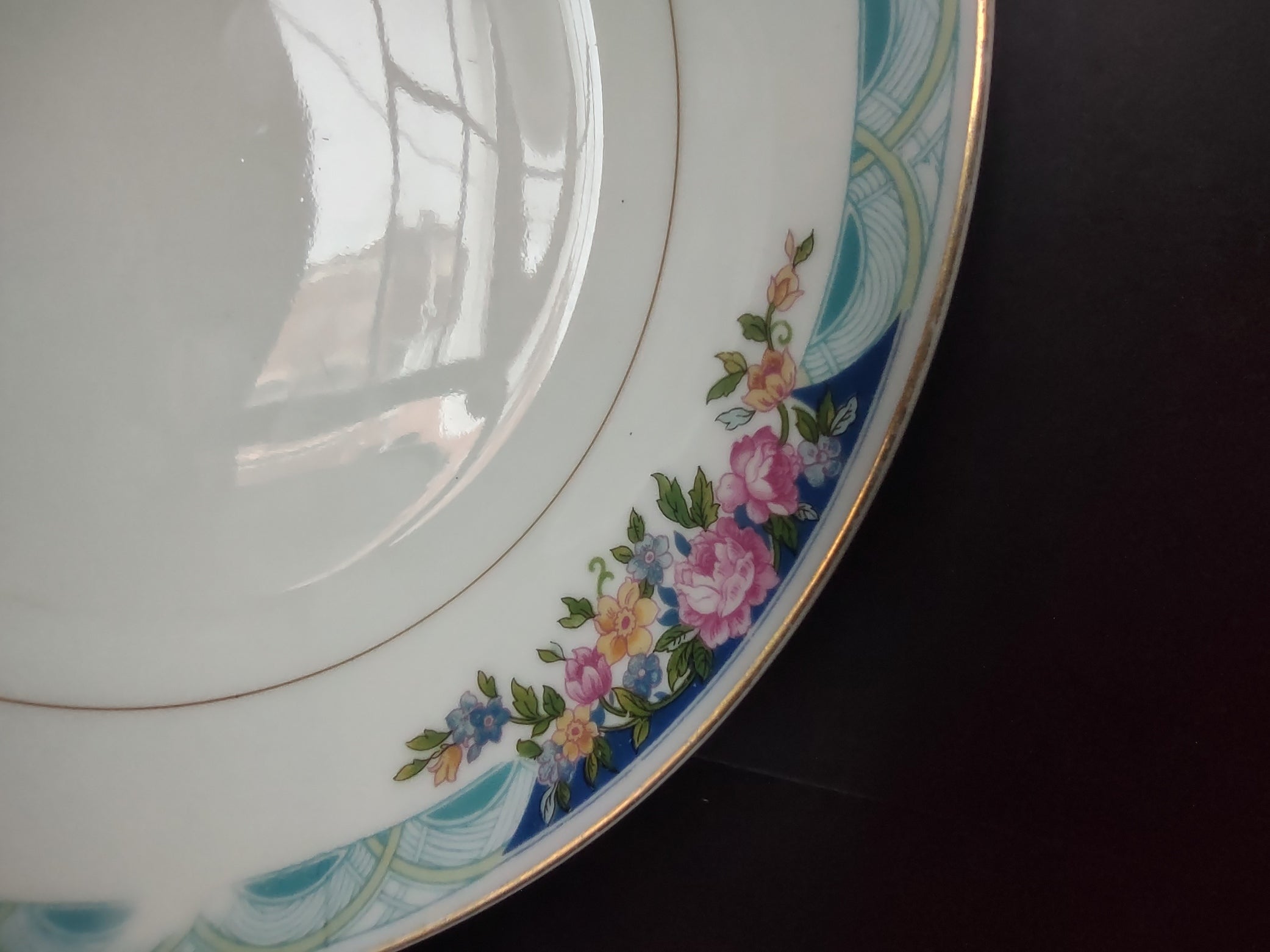Haviland Limoges Massachusetts Cream Soup Plate Blue Floral (lot 932)