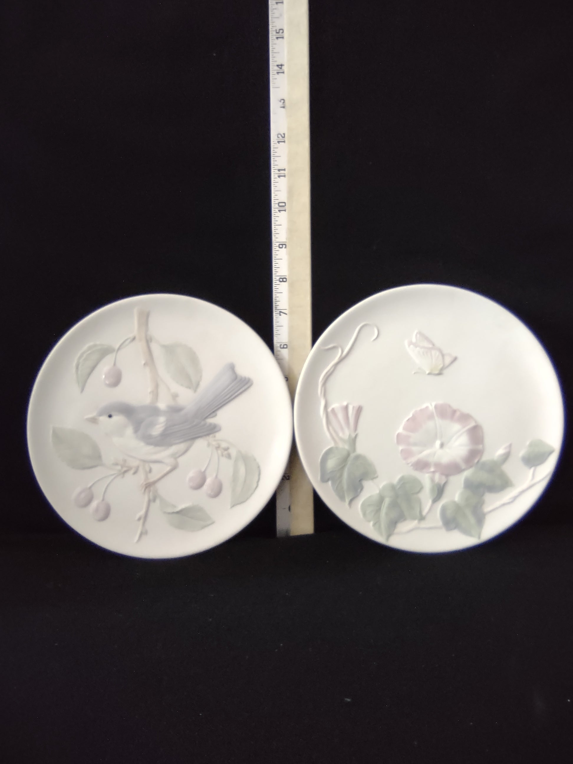 Vintage Crowning Touch Japan Bluebird Morning Glory Butterfly Plates (Lot 4011)